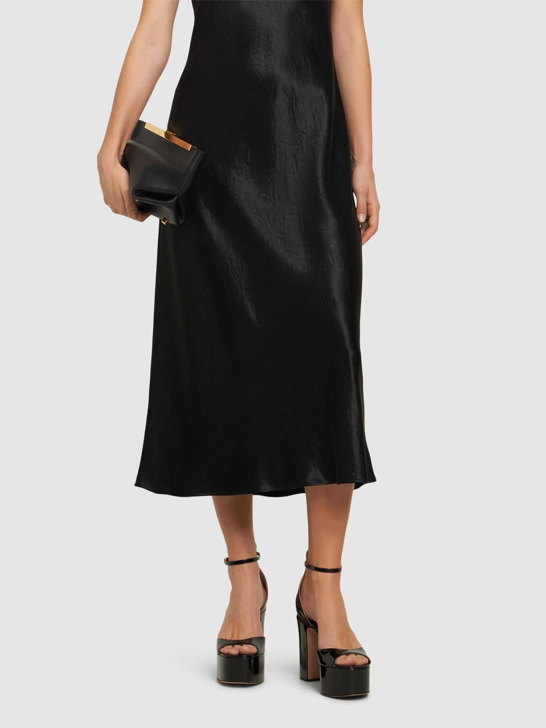 Valentino Tan-go 155 Platform Sandals In Patent Leather In Black
