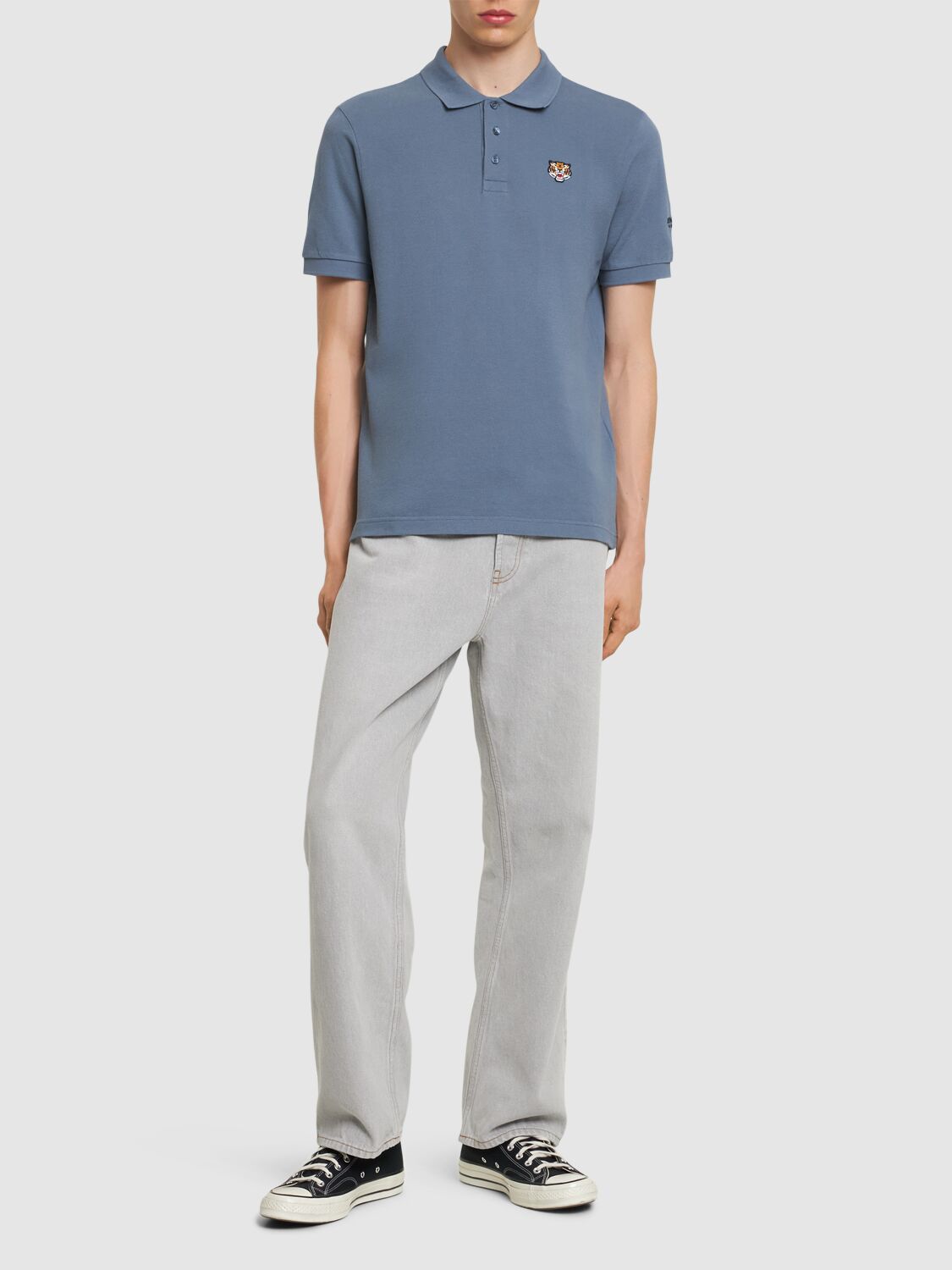 Shop Kenzo Lucky Tiger Slim Fit Cotton Polo In Bleu