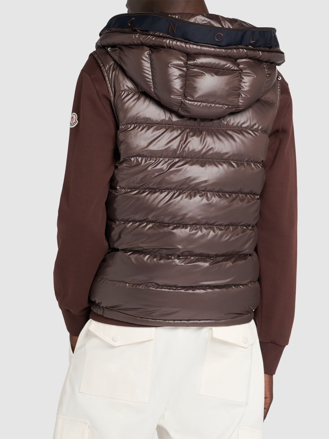 Shop Moncler Barant Tech Down Vest In Dark Brown