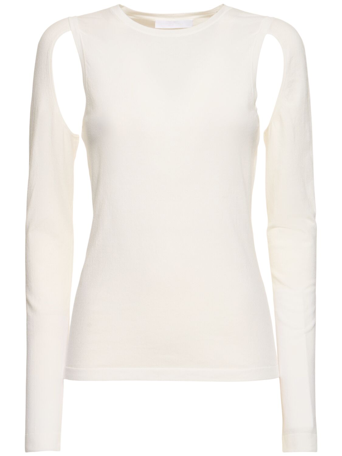 Helmut Lang Cutout Cotton Crew Top In White