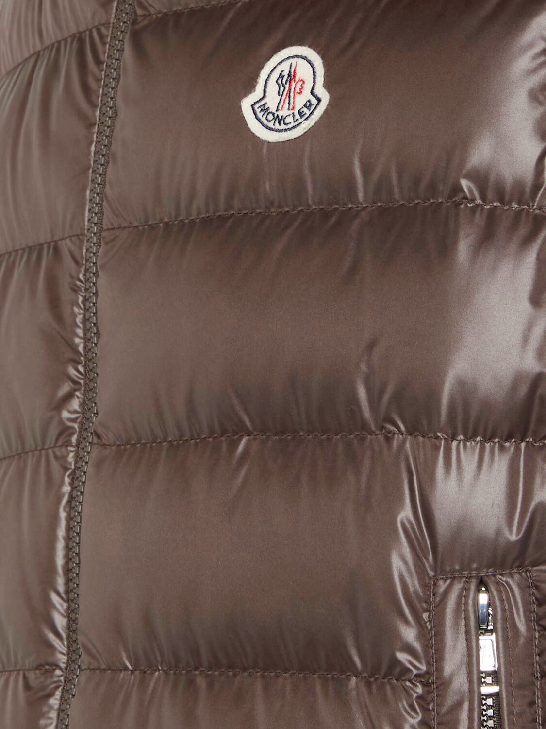 Shop Moncler Barant Tech Down Vest In Dark Brown