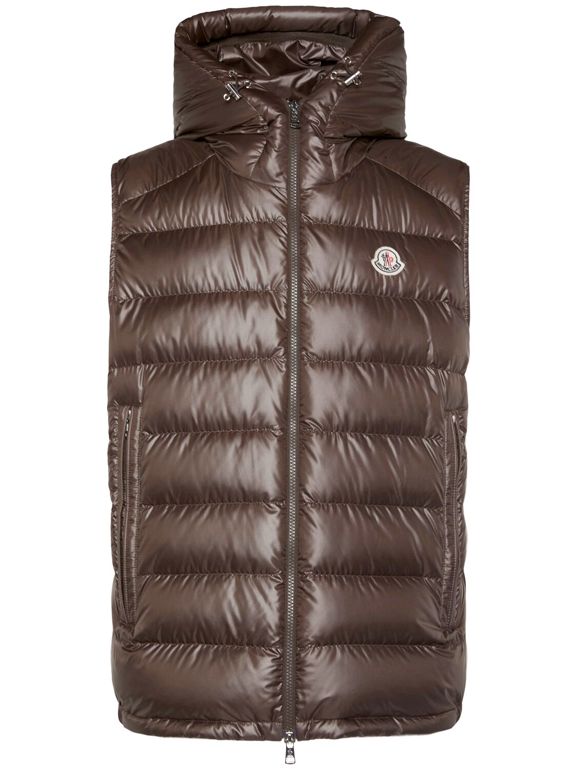 Shop Moncler Barant Tech Down Vest In Dark Brown