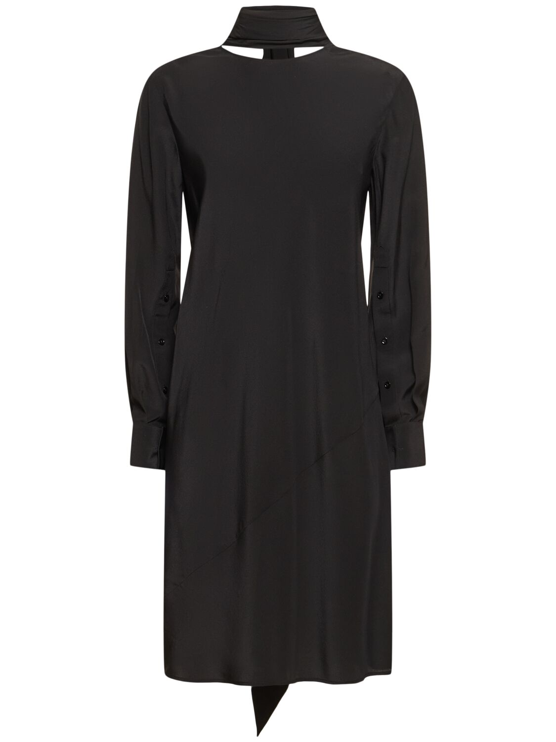 Helmut Lang Reversible Scarf Silk Midi Dress In Black