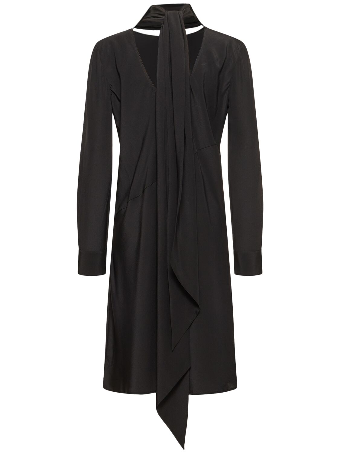 Shop Helmut Lang Reversible Scarf Silk Midi Dress In Black