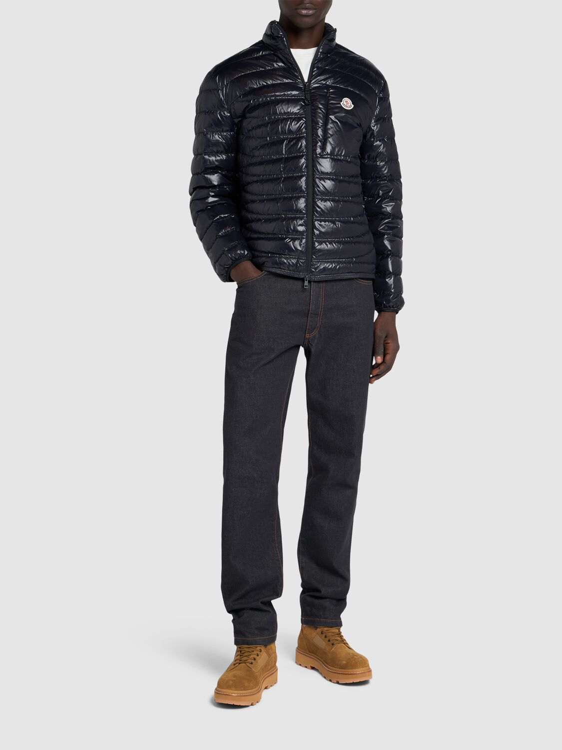 Shop Moncler Leveche Nylon Down Jacket In Black