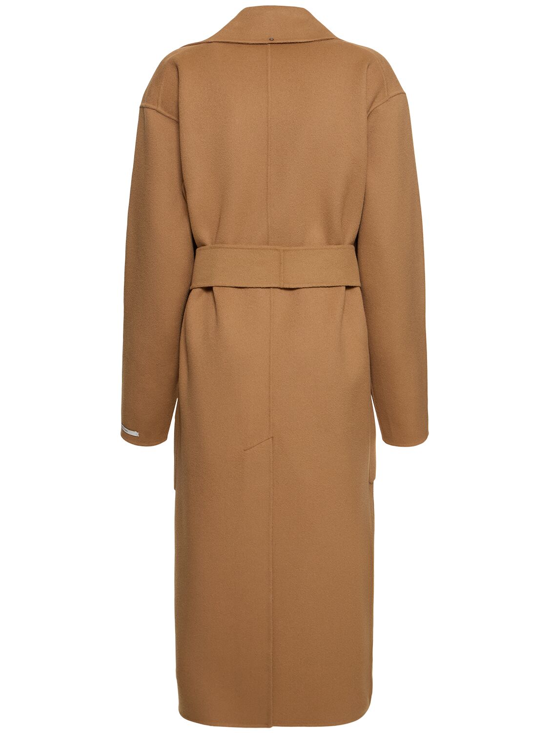 Shop Sportmax Veleno Double Breast Belted Wool Coat In Camel