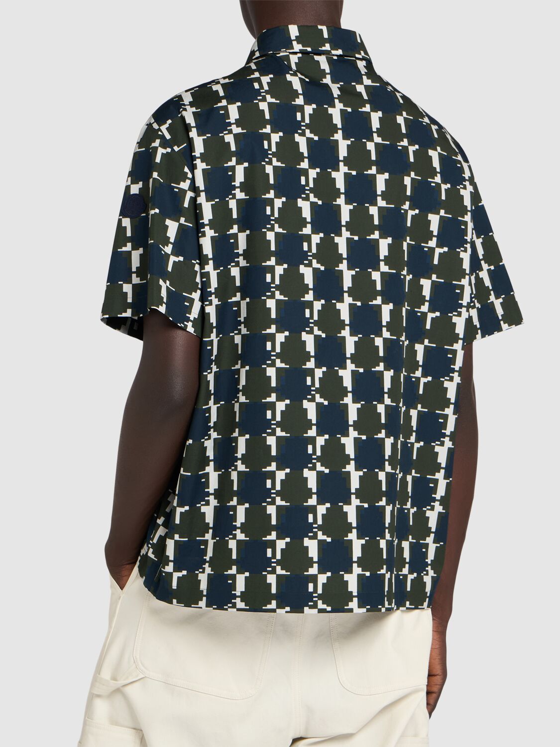 Shop Moncler Printed Cotton Poplin Shirt In Multicolor