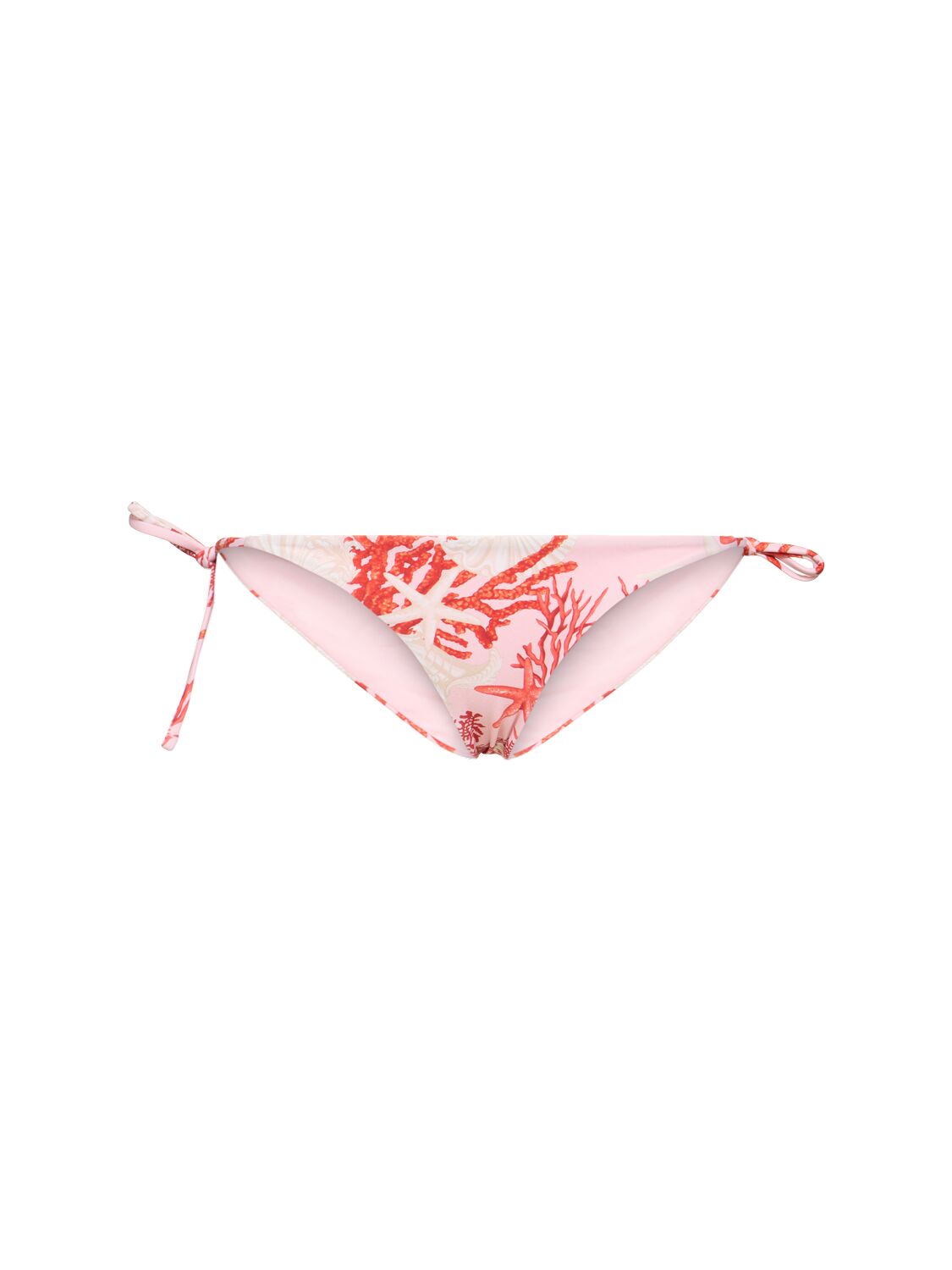 Shop Versace Printed Coral Lycra Bikini Bottoms In 粉色/多色