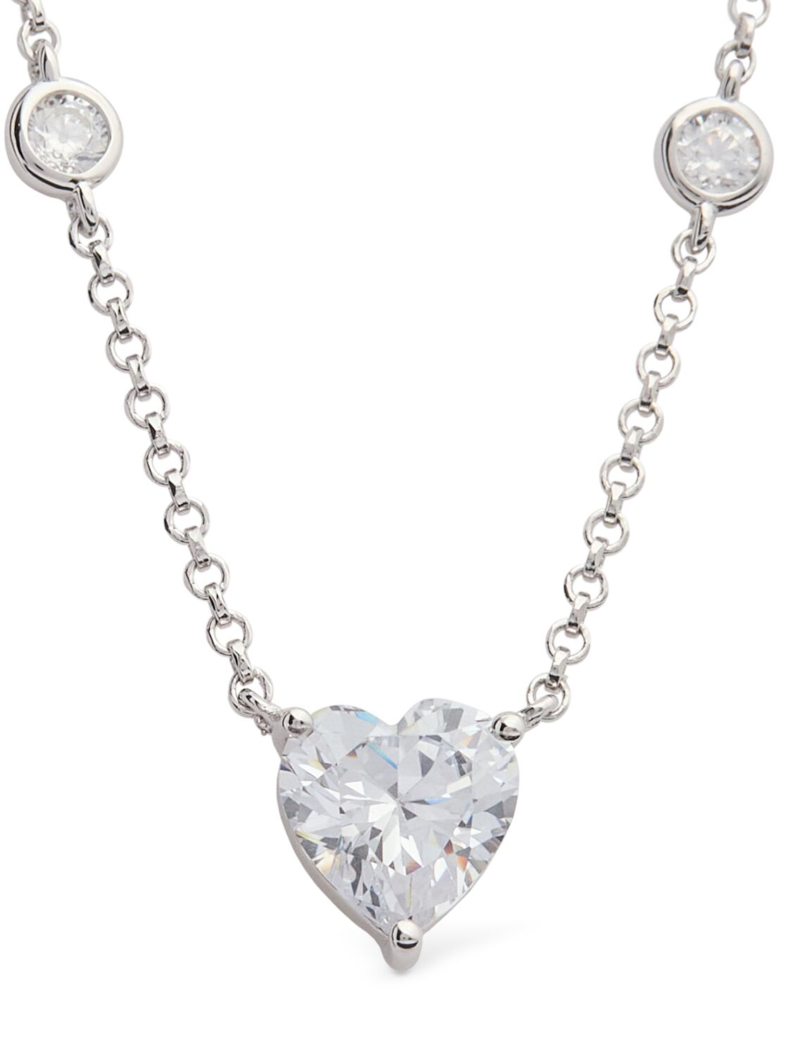 Apm Monaco Heart Adjustable Necklace In Silver