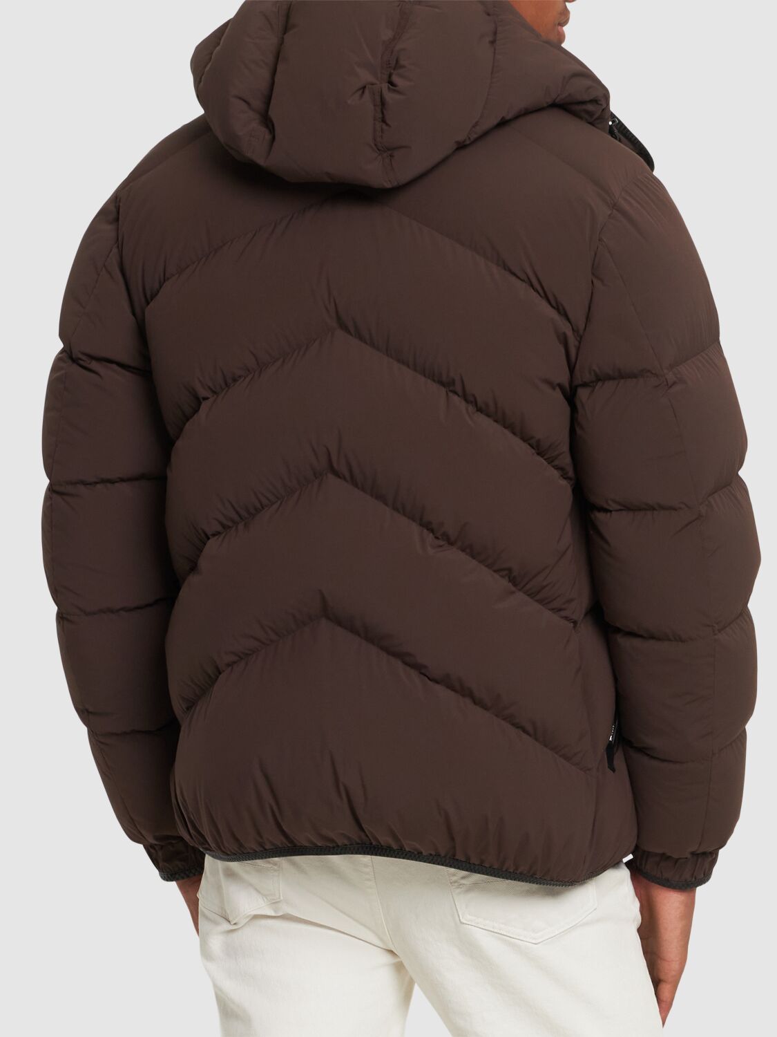 Shop Tom Ford Stretch Nylon Down Jacket In Chocolate