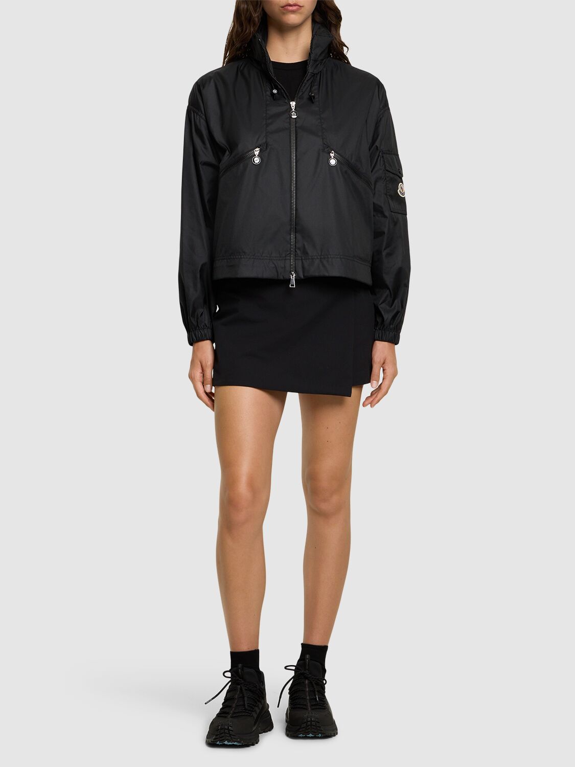 Shop Moncler Hemar Windbreaker Nylon Parka In Black