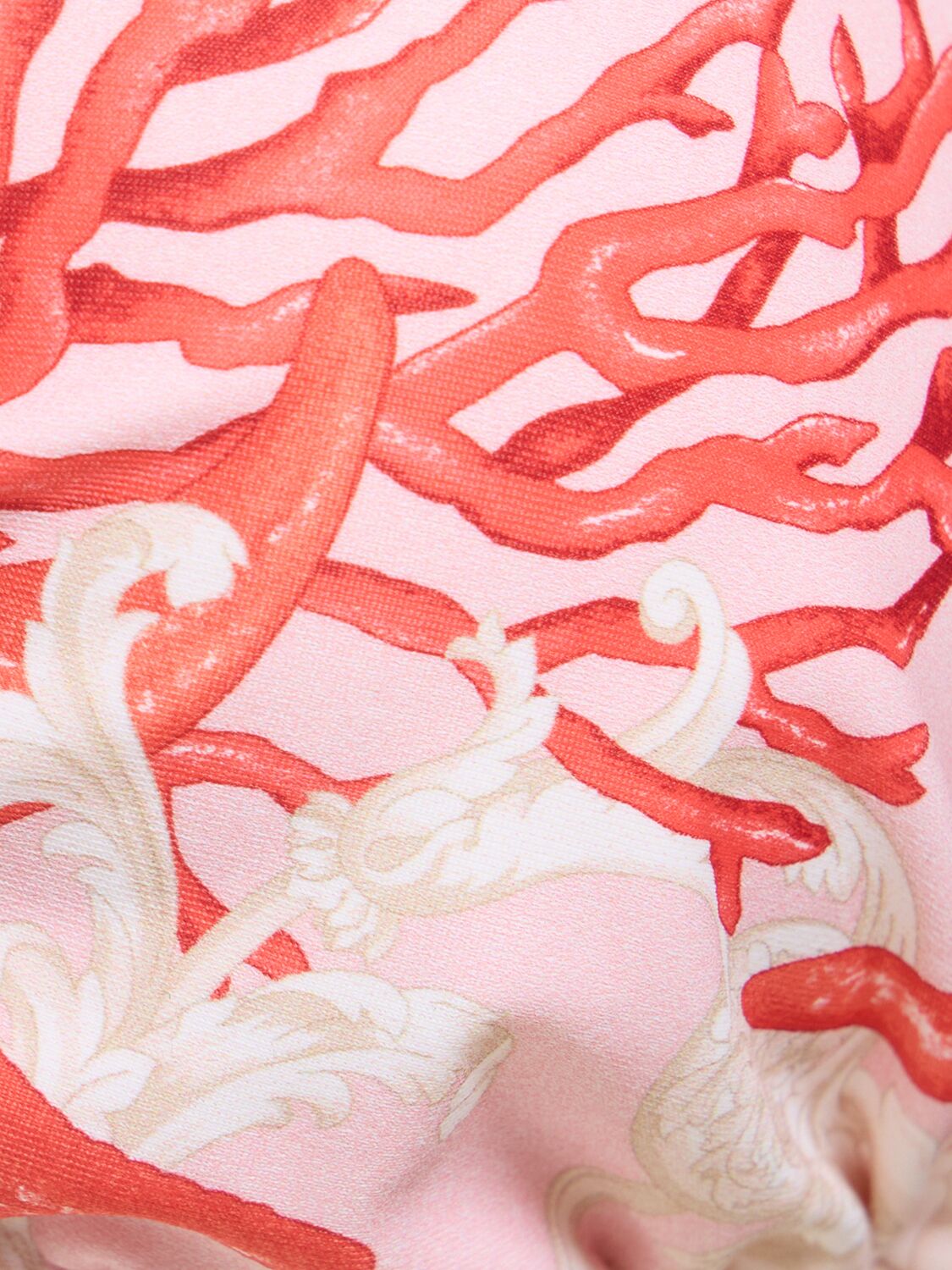 VERSACE PRINTED CORAL LYCRA TRIANGLE BIKINI TOP
