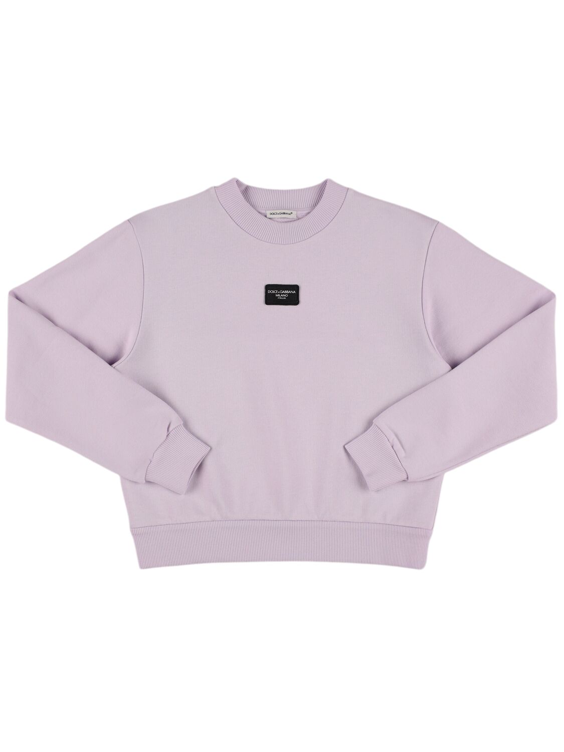 Dolce & Gabbana Logo Cotton Crewneck Sweatshirt In Light Purple