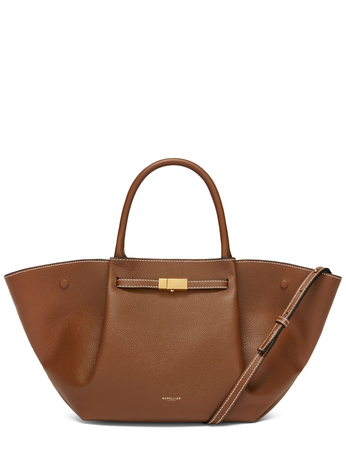 Demellier Midi New York Grained Leather Tote Bag In Tan