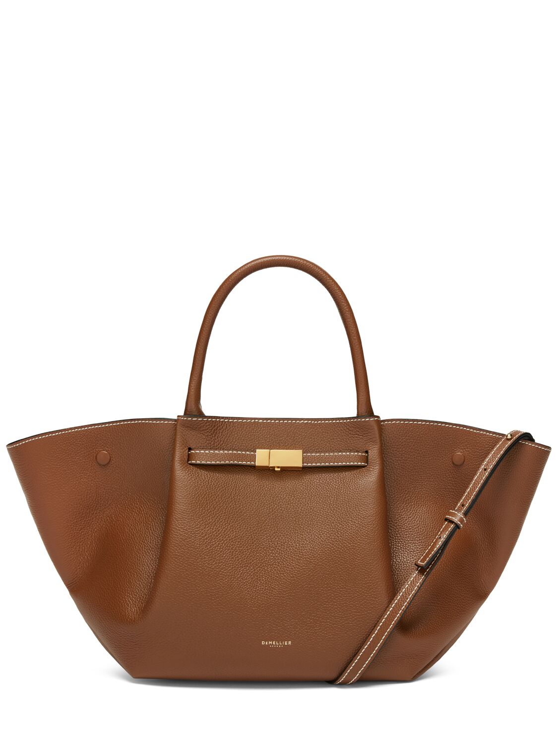 DEMELLIER MIDI NEW YORK GRAINED LEATHER TOTE BAG