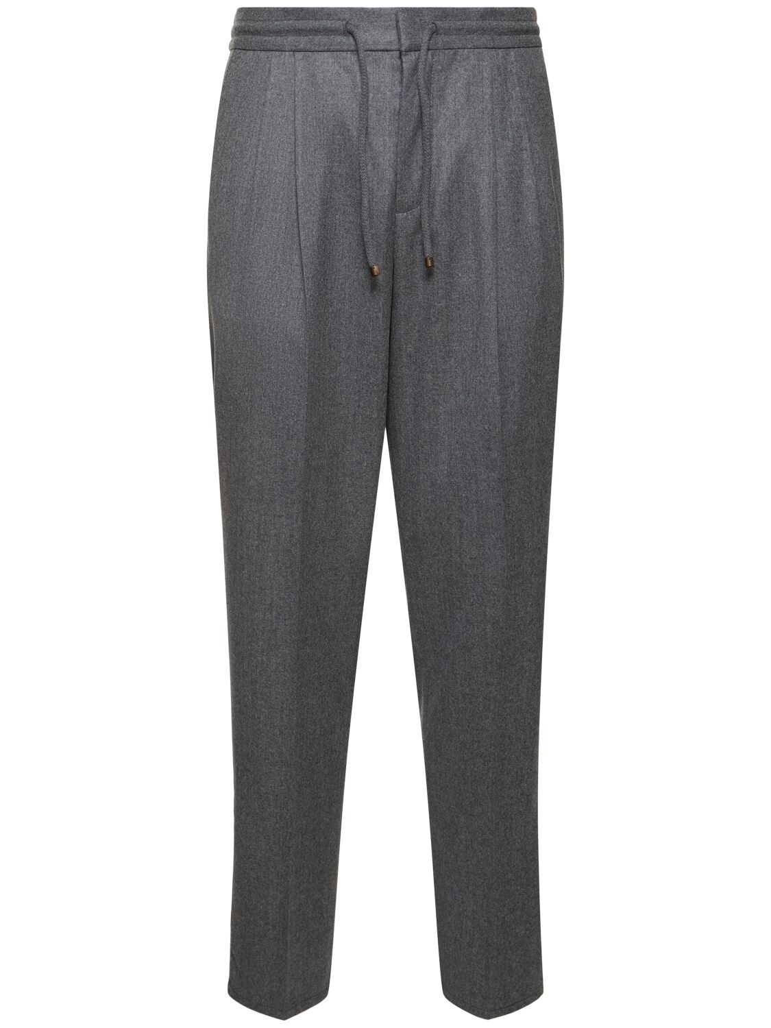 Brunello Cucinelli Wool Flannel Jogger Pants In Grey
