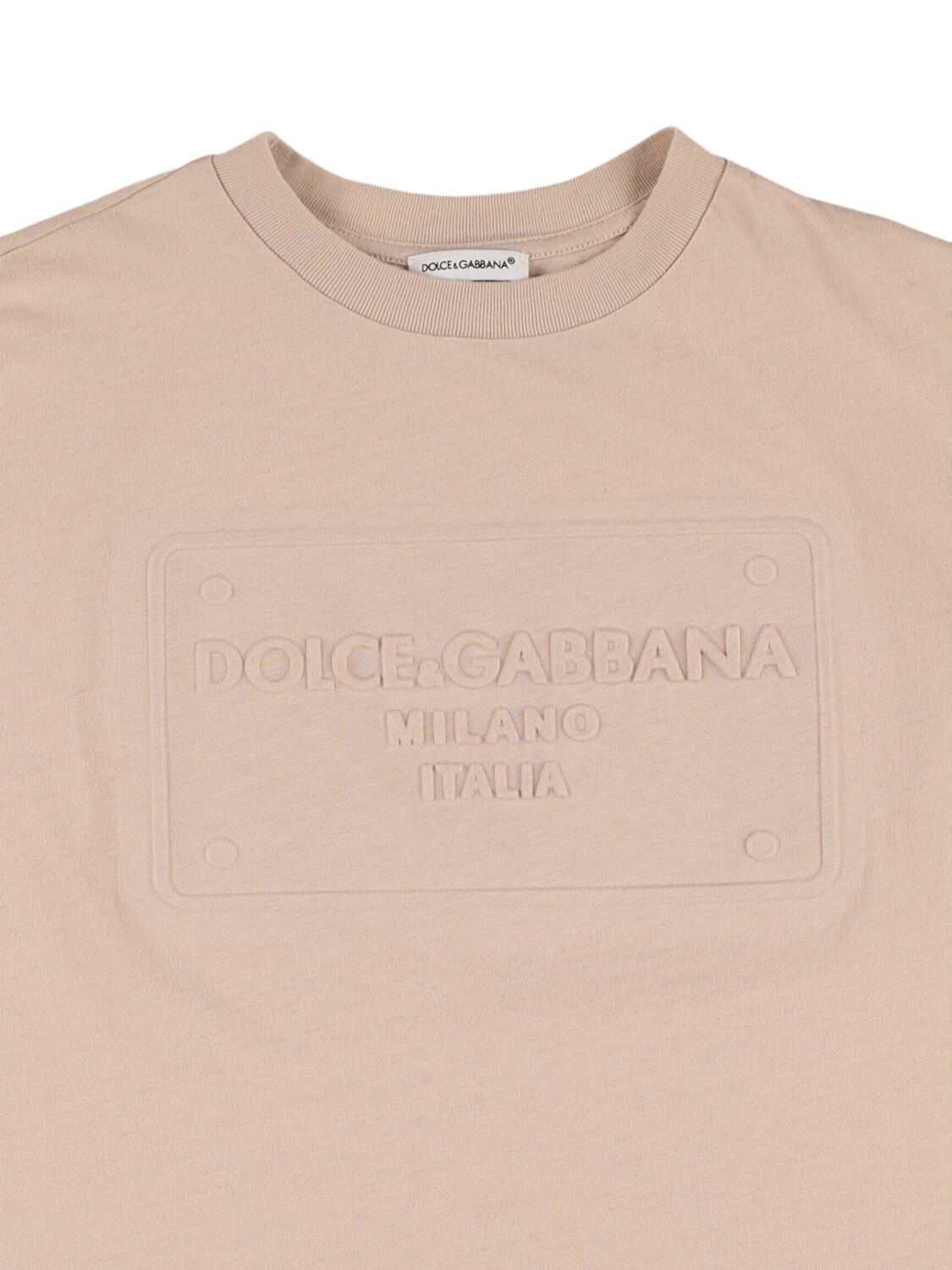 Dolce & Gabbana Cotton Jersey T-shirt W/logo In Beige