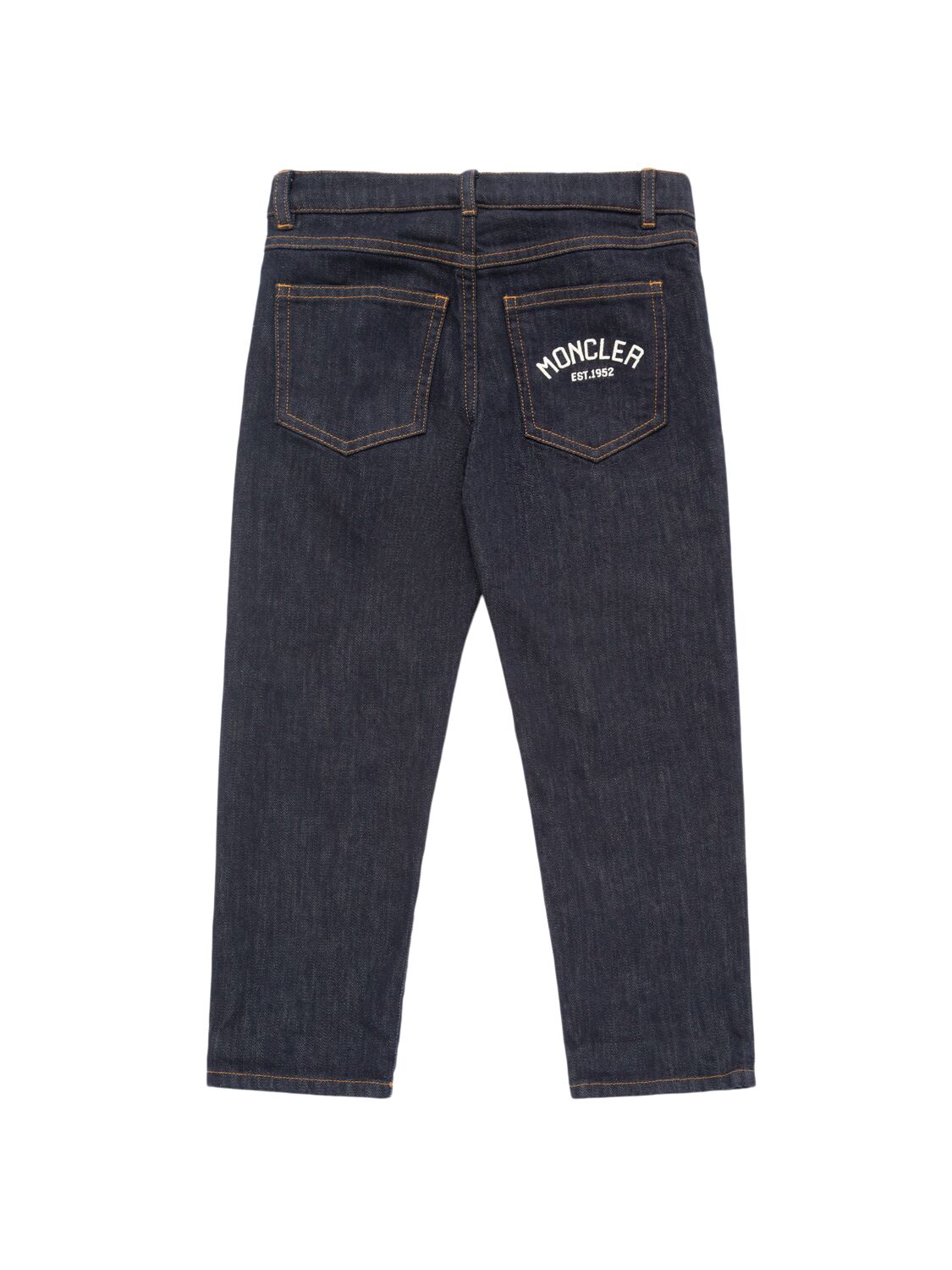 Shop Moncler Reactive Dye Cotton Blend Denim Jeans In Dark Blue