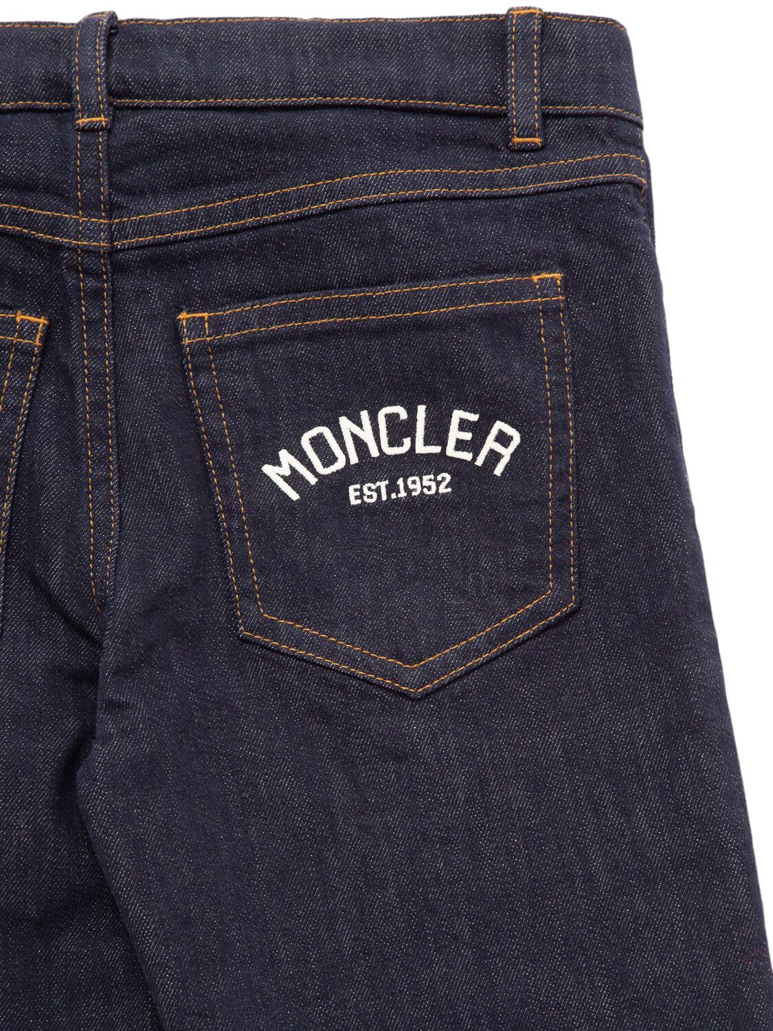 Shop Moncler Reactive Dye Cotton Blend Denim Jeans In Dark Blue