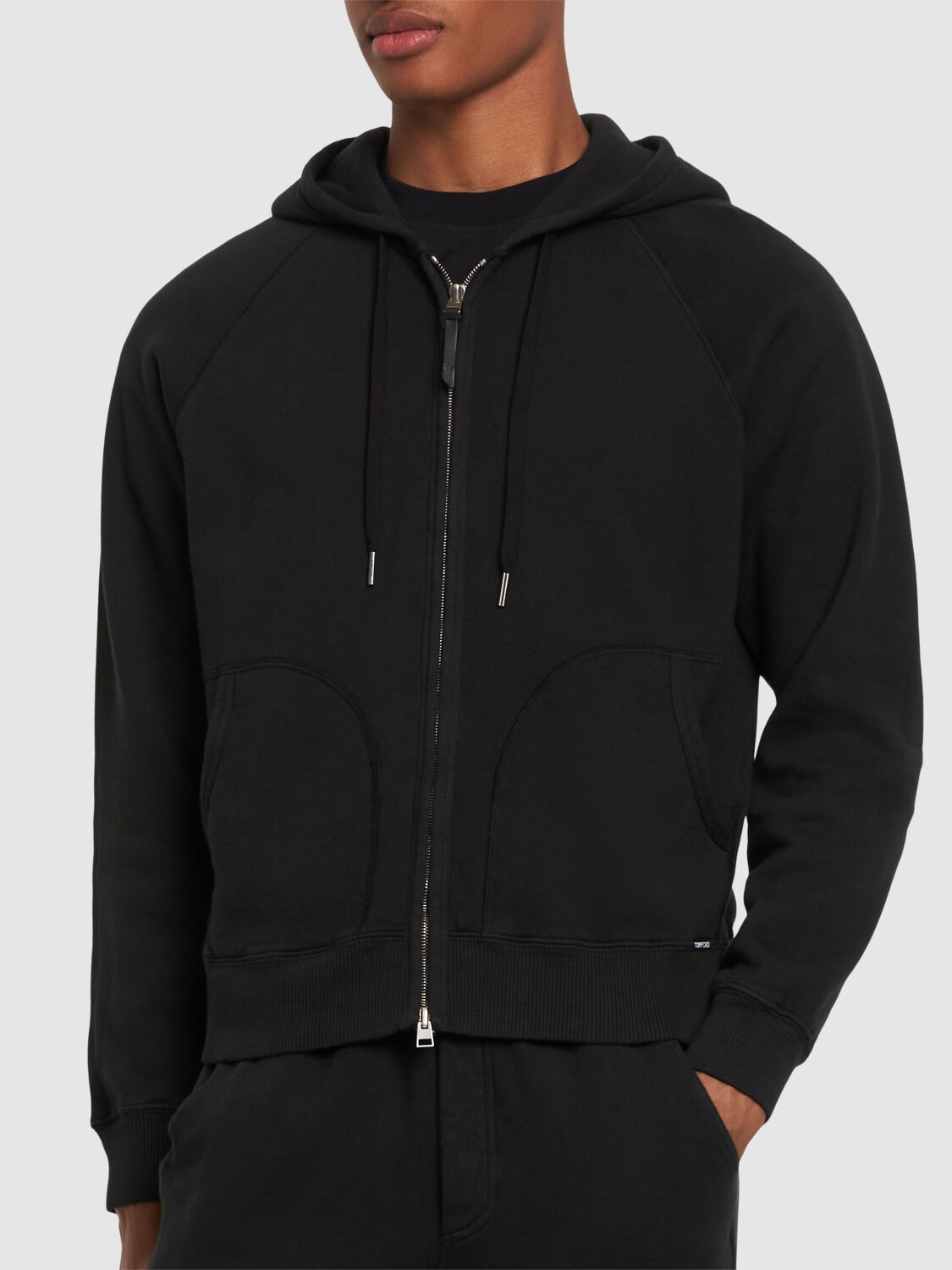 Shop Tom Ford Vintage Garment Zip Hoodie In Black