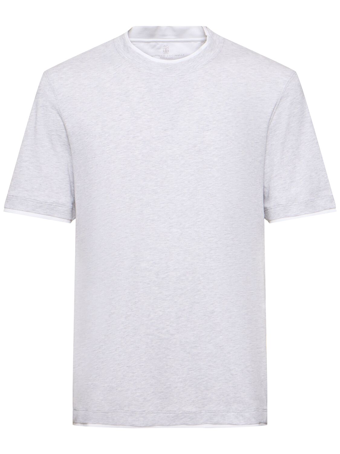 Brunello Cucinelli Layered Cotton Jersey Solid T-shirt In Light Grey