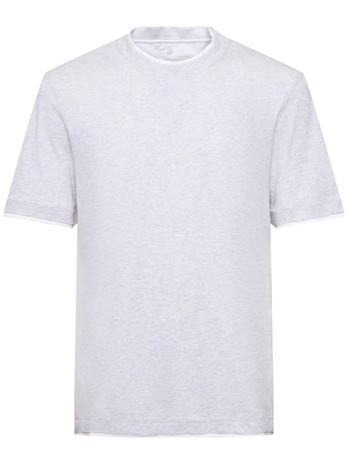 Brunello Cucinelli Layered Cotton Jersey Solid T-shirt In Grey