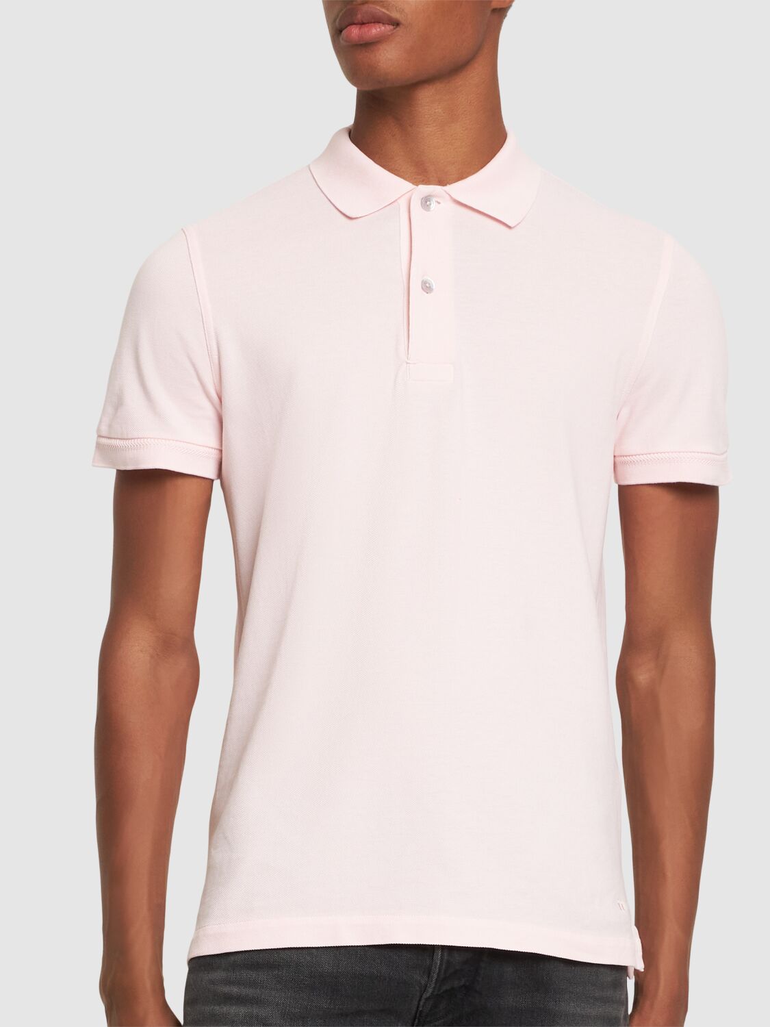 Shop Tom Ford Tennis Cotton Piquet Polo In Powder Pink