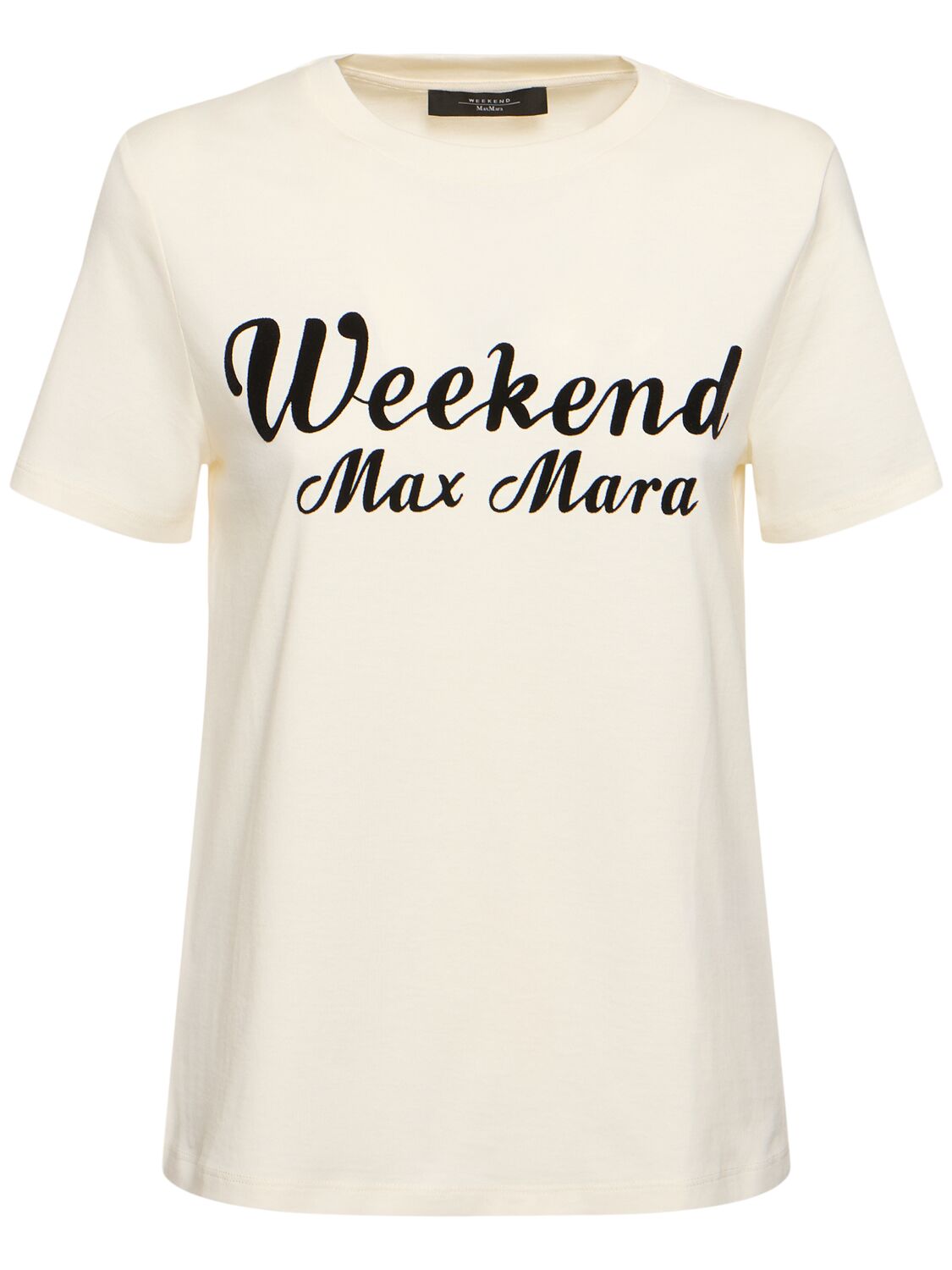 Weekend Max Mara Zirlo Printed Jersey T-shirt In Ecru/black