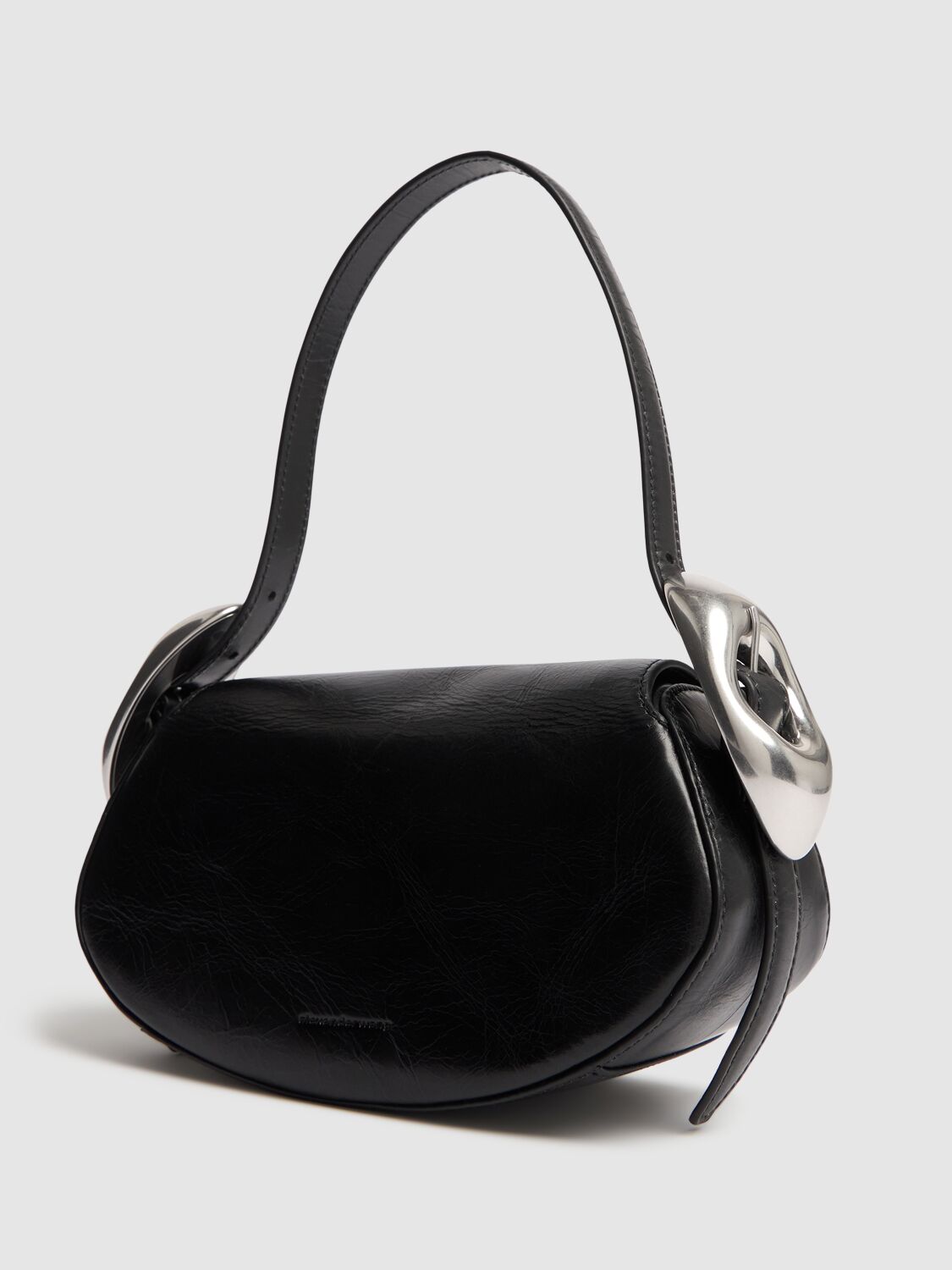 Shop Alexander Wang Small Orb Crackled Patent Leather Bag In 黑色