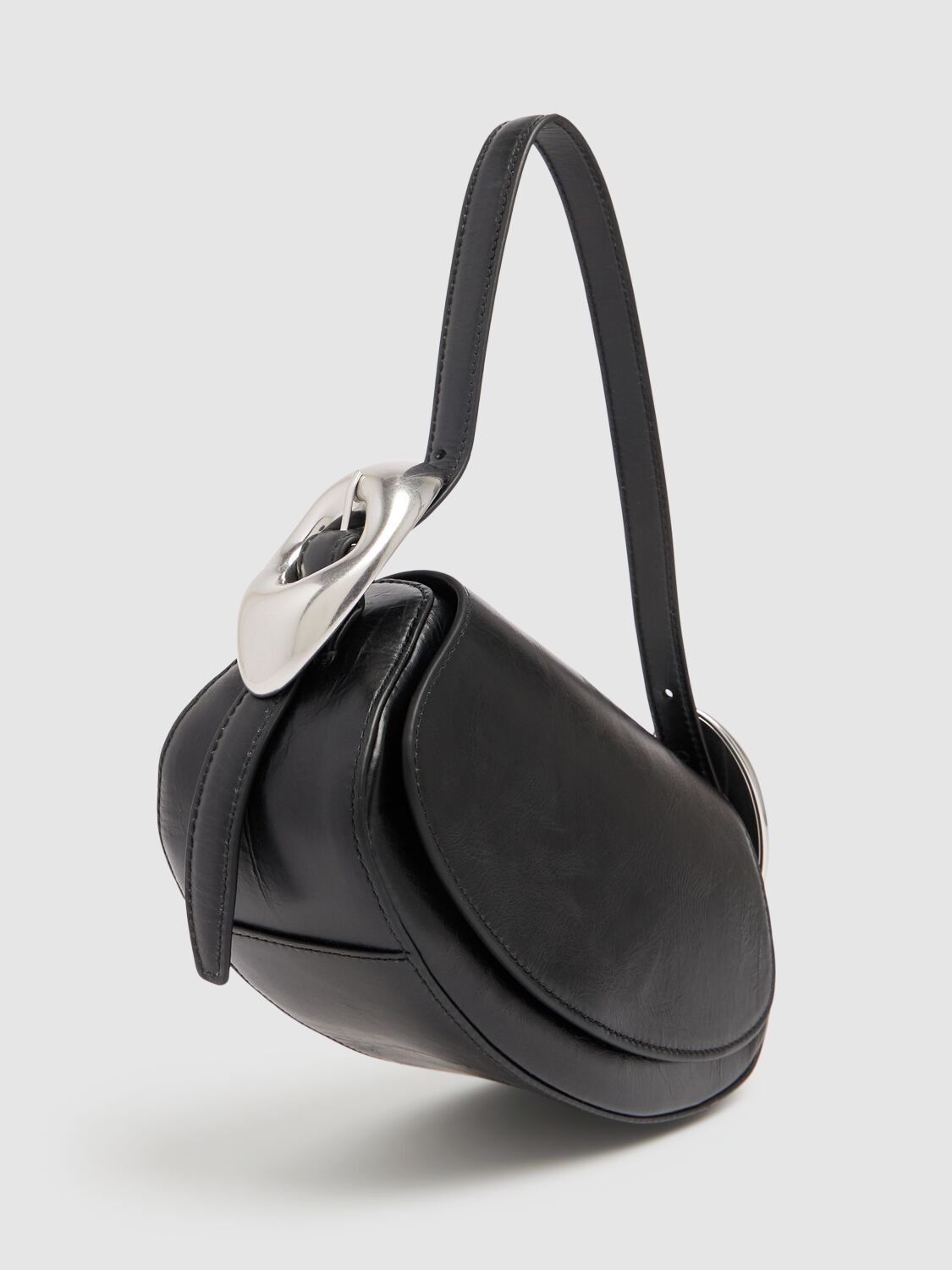 Shop Alexander Wang Small Orb Crackled Patent Leather Bag In 黑色