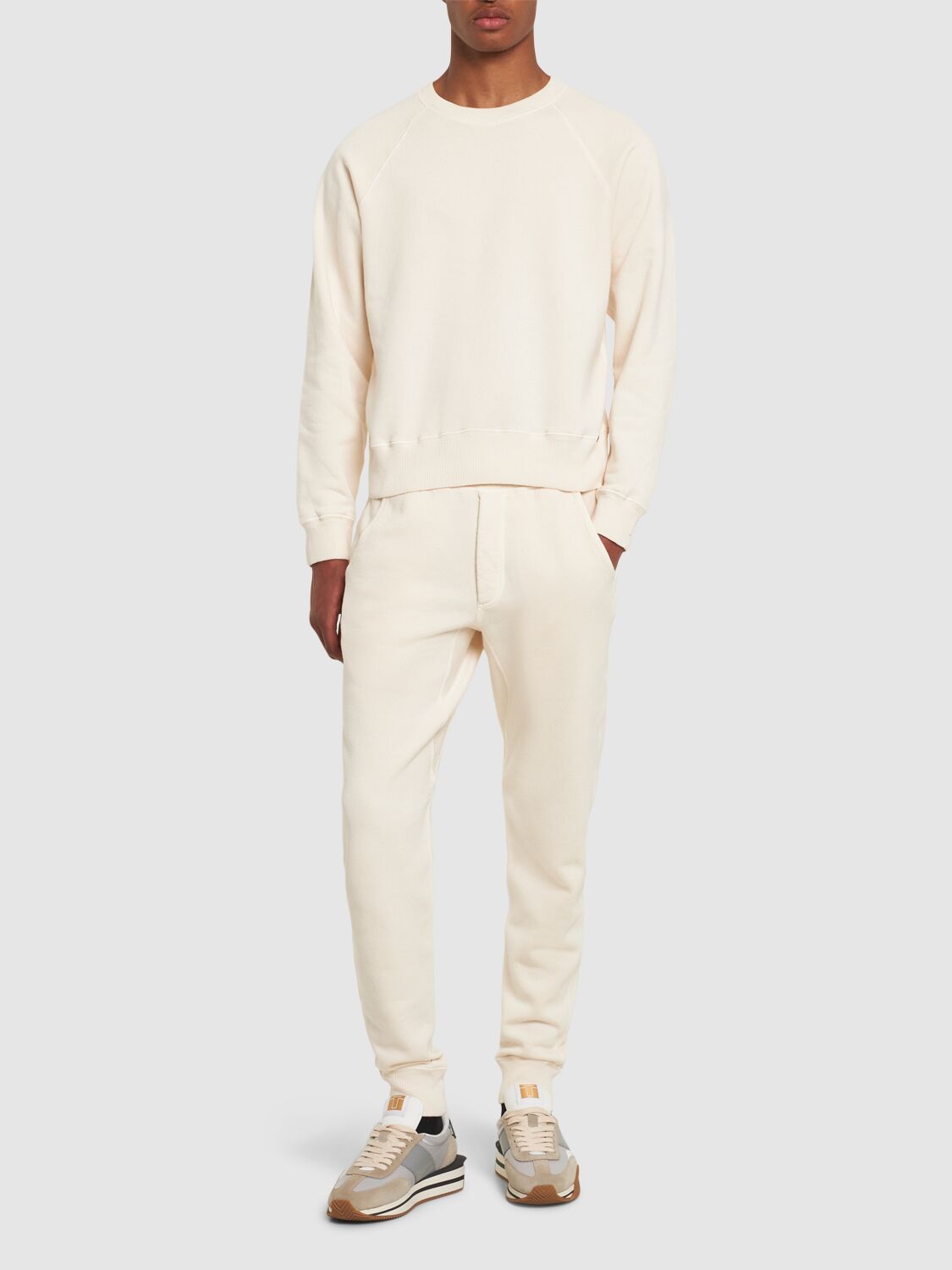 Shop Tom Ford Vintage Garment Dyed Cotton Sweatshirt In Ivory