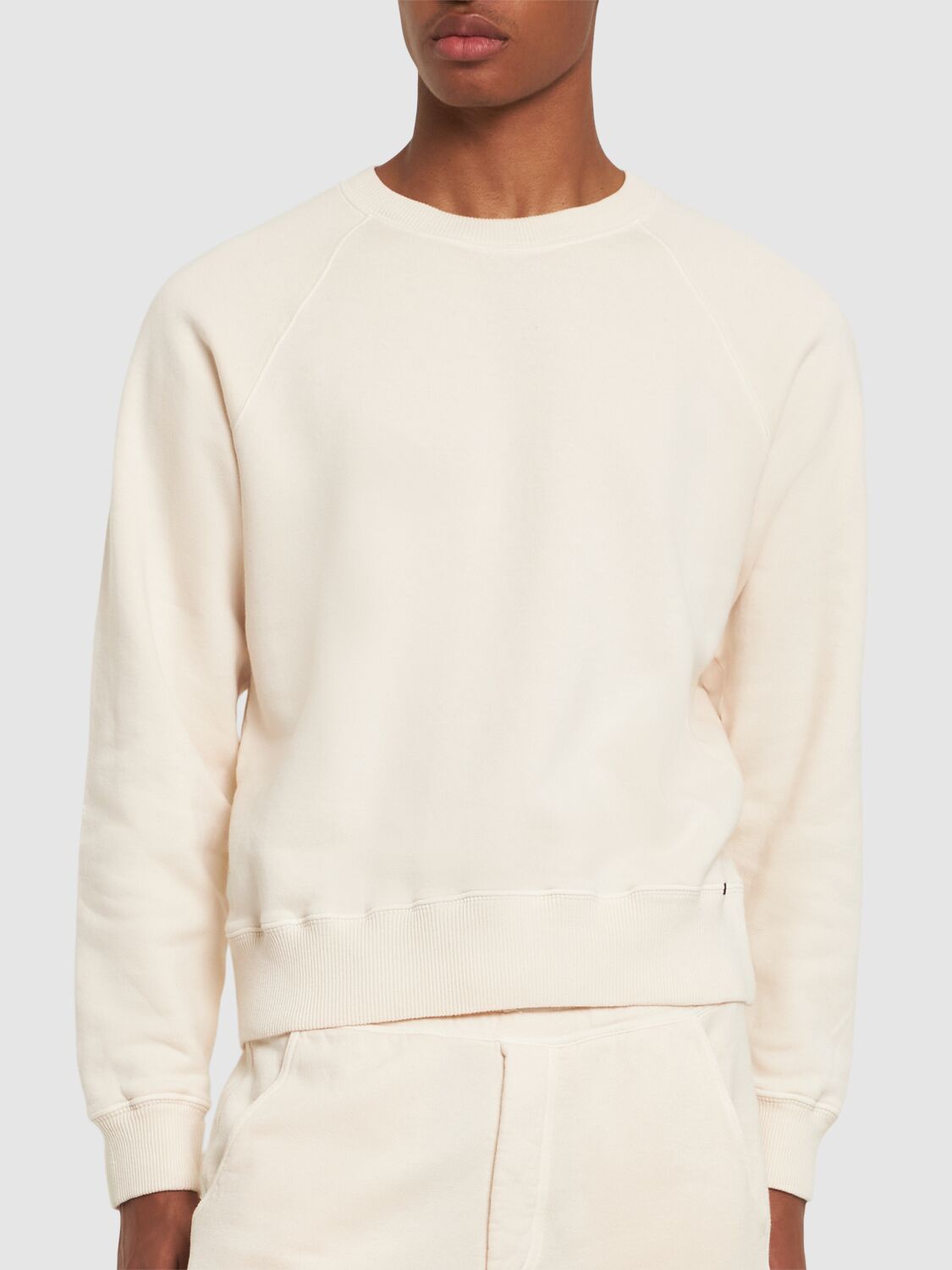 Shop Tom Ford Vintage Garment Dyed Cotton Sweatshirt In Ivory