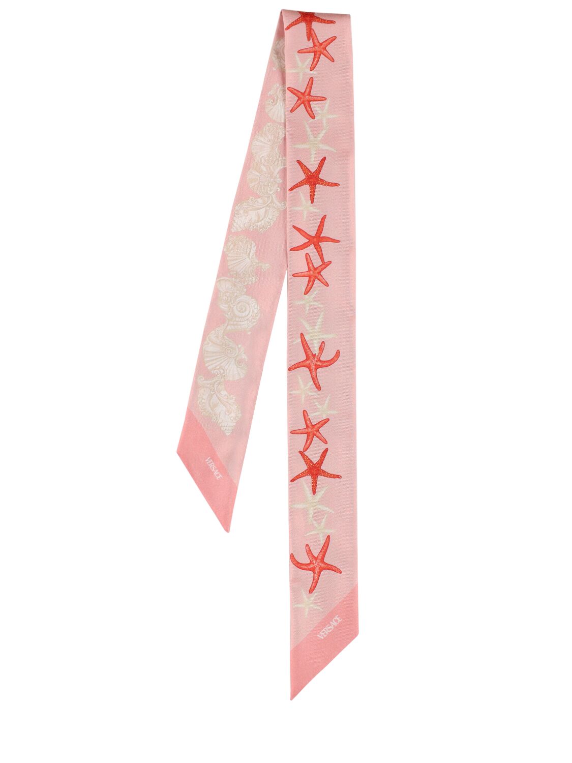 Versace La Vacanza Printed Silk Twill Scarf In Dusty Rose