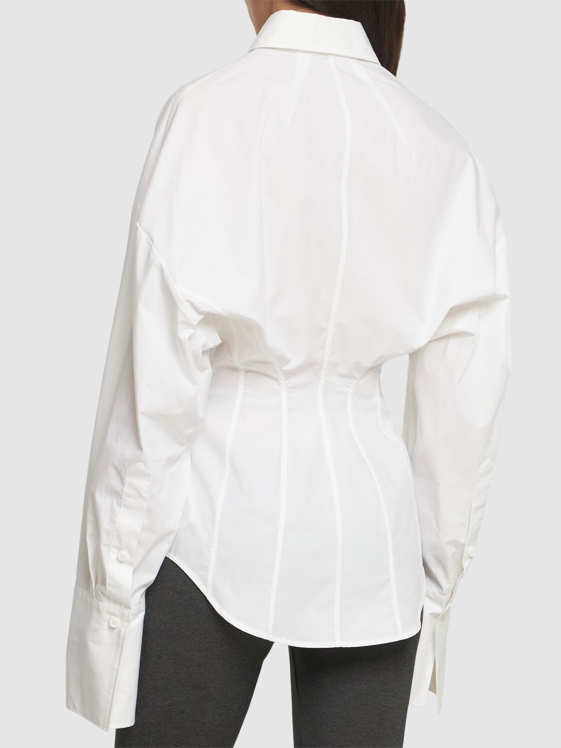 Shop Attico Buttoned Poplin Shirt In 白色