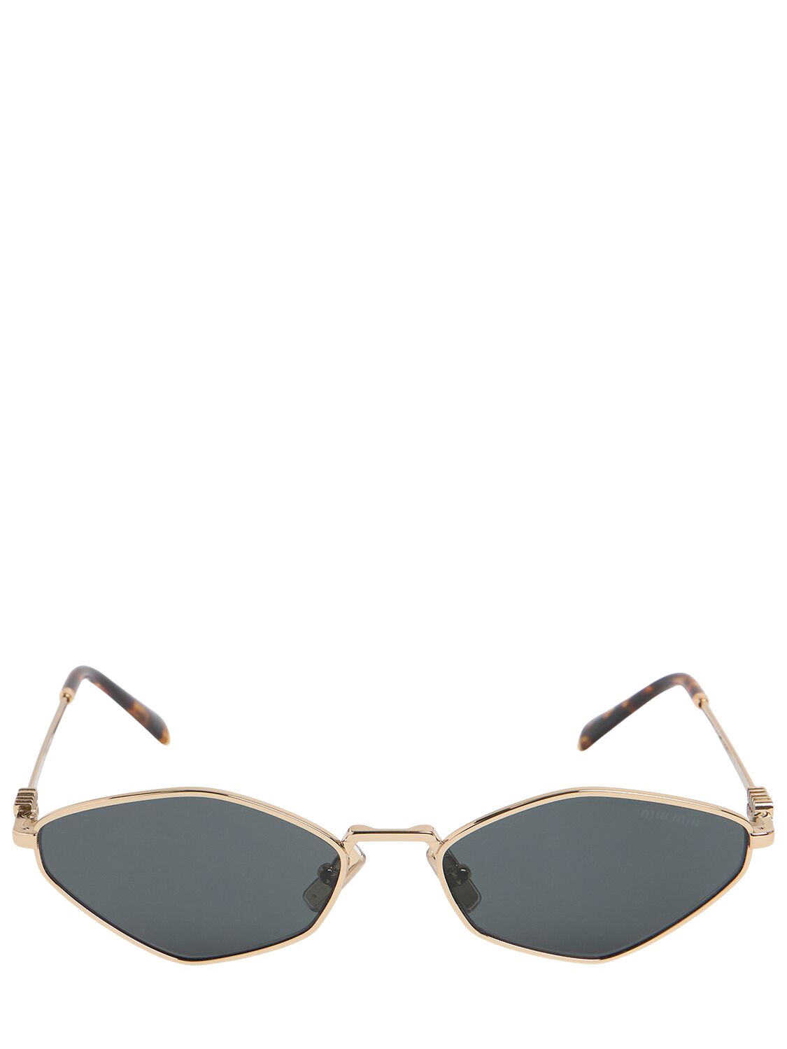 Miu Miu Hexagonal Metal Sunglasses In Gold,black