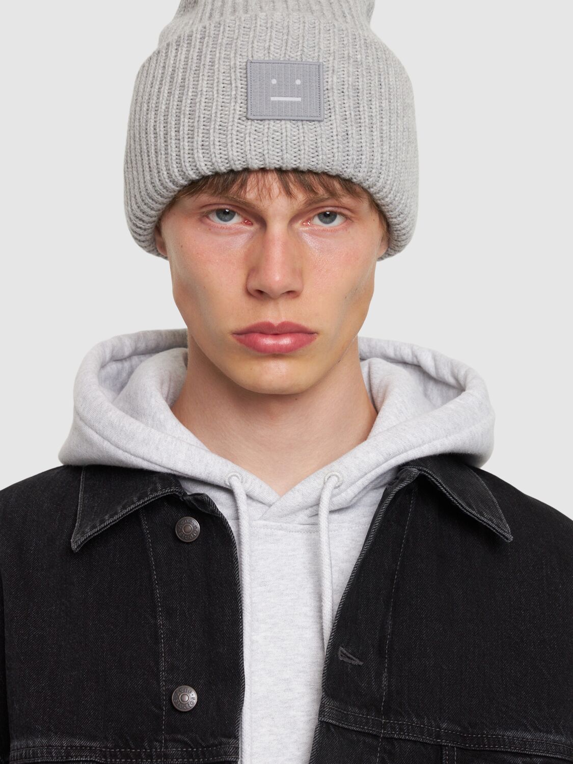 Shop Acne Studios Pansy Wool Beanie In Heather Grey