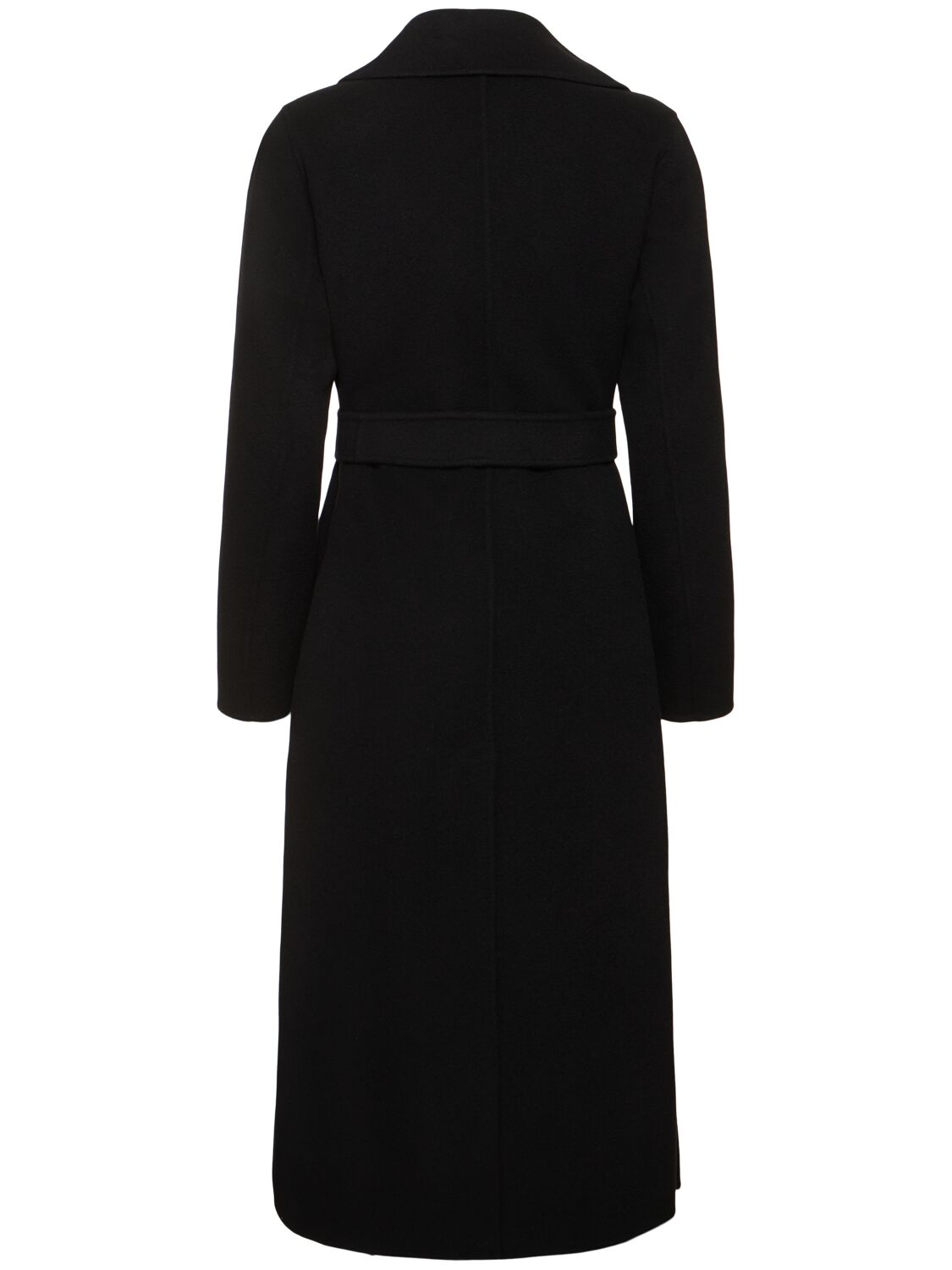 Shop Weekend Max Mara Manu Belted Wool Midi Coat In Black