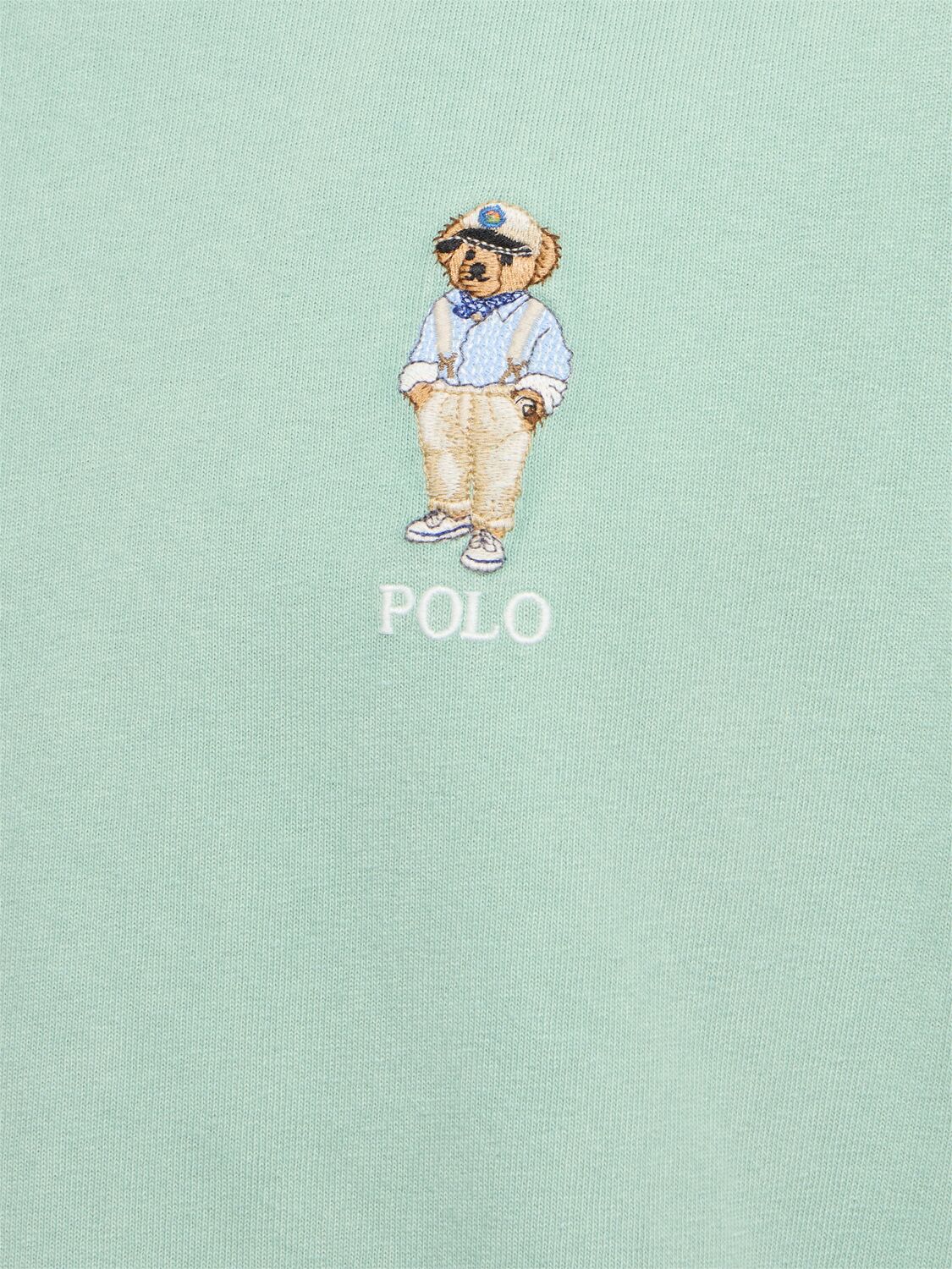 Shop Polo Ralph Lauren Faded T-shirt W/ Bear Logo In Faded Mint