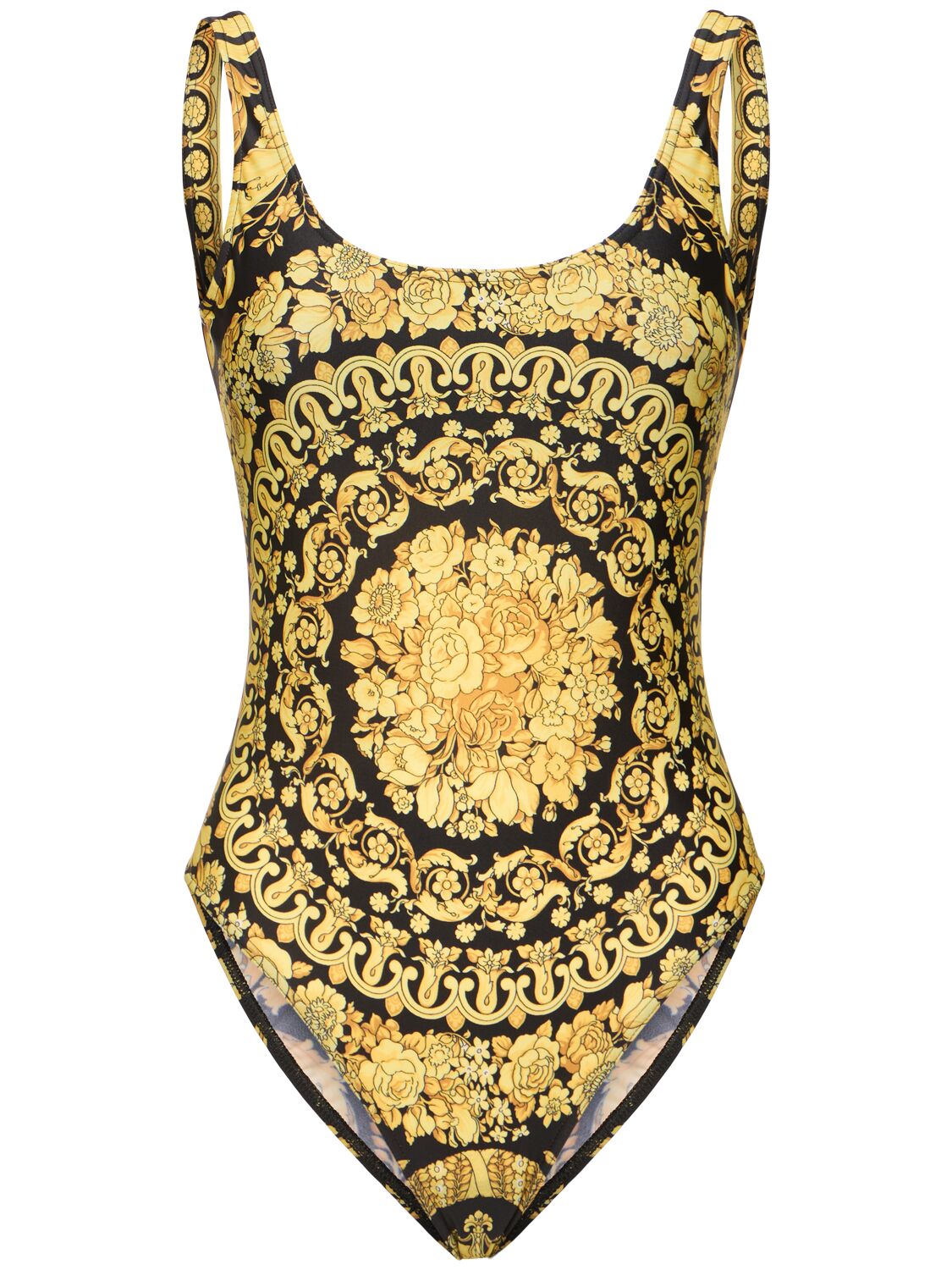 Shop Versace Barocco Lycra One Piece Swimsuit In 金色