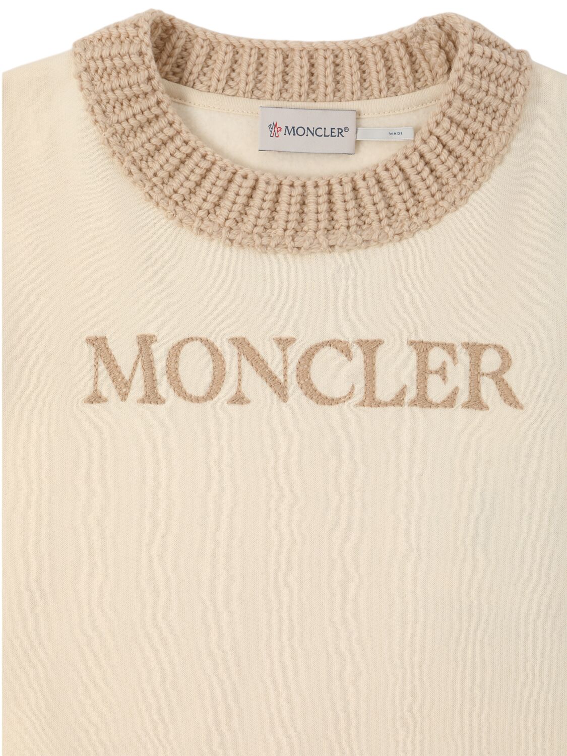 Shop Moncler Logo Cotton Blend Sweater & Pants In Silk White