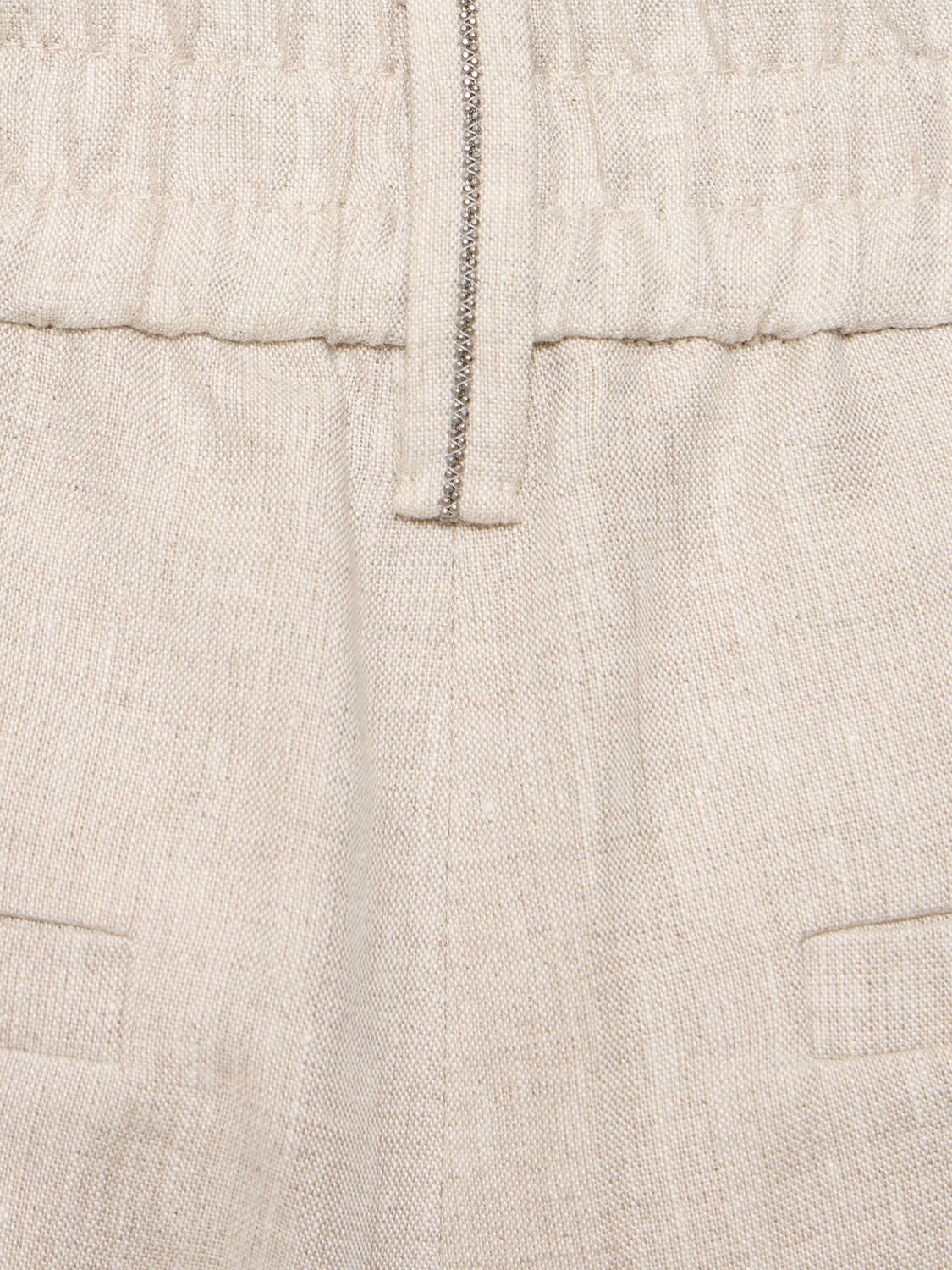 Shop Brunello Cucinelli Linen Bermuda Shorts In Light Beige