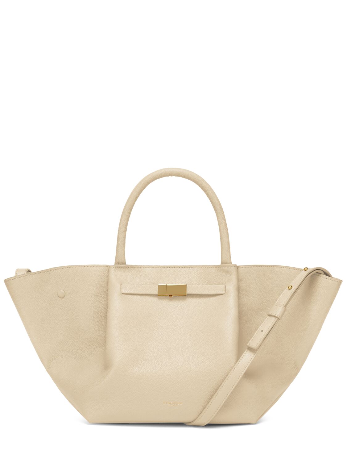 Demellier Midi New York Grain Leather Tote Bag In Sand