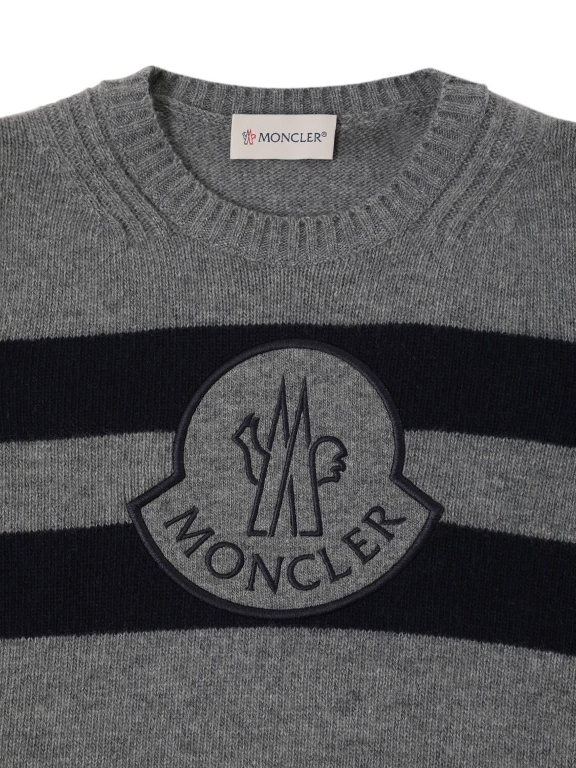 MONCLER LOGO CARDED WOOL KNIT SWEATER 