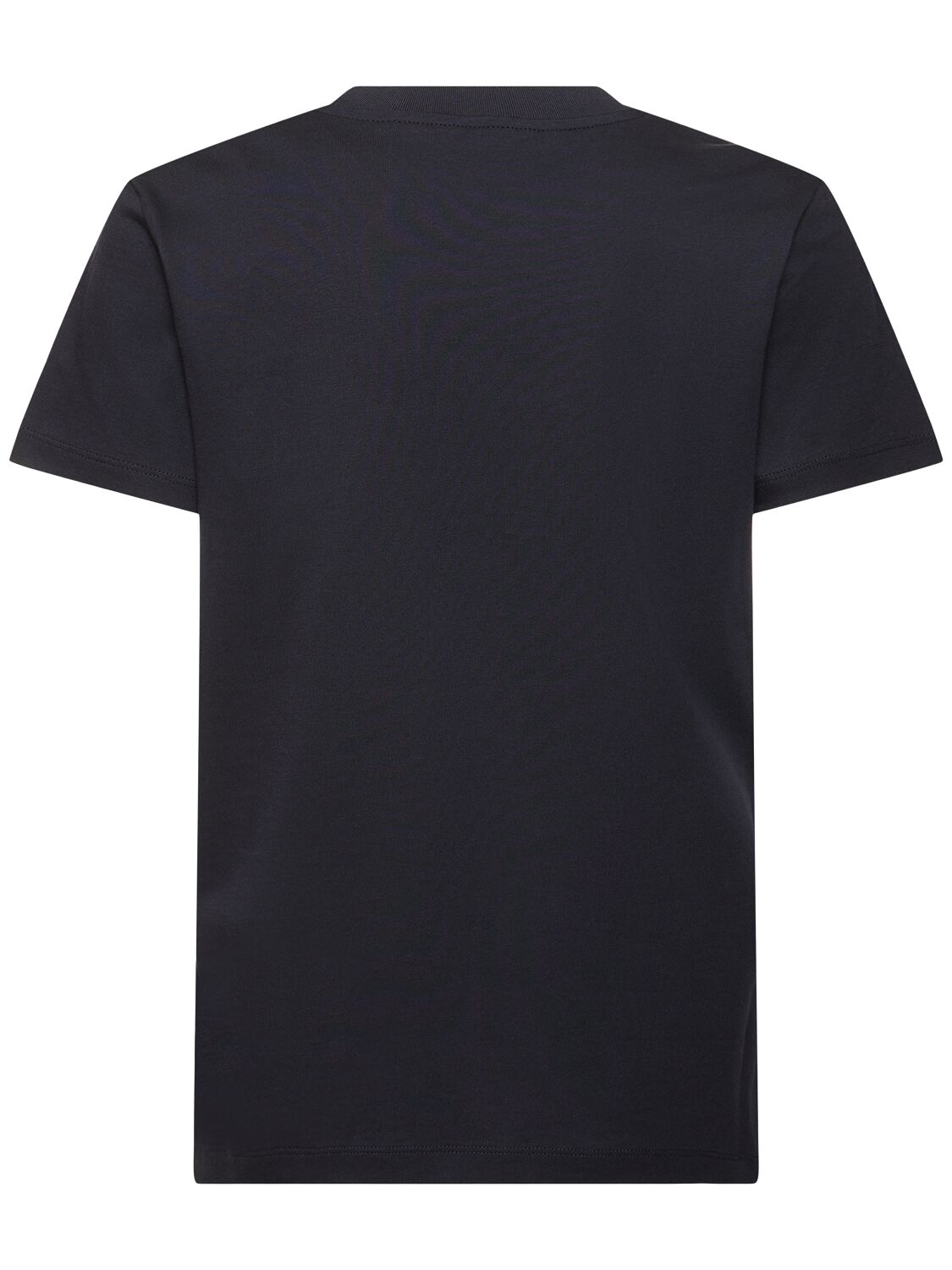 Shop Moncler Embroidered Logo Cotton T-shirt In Navy