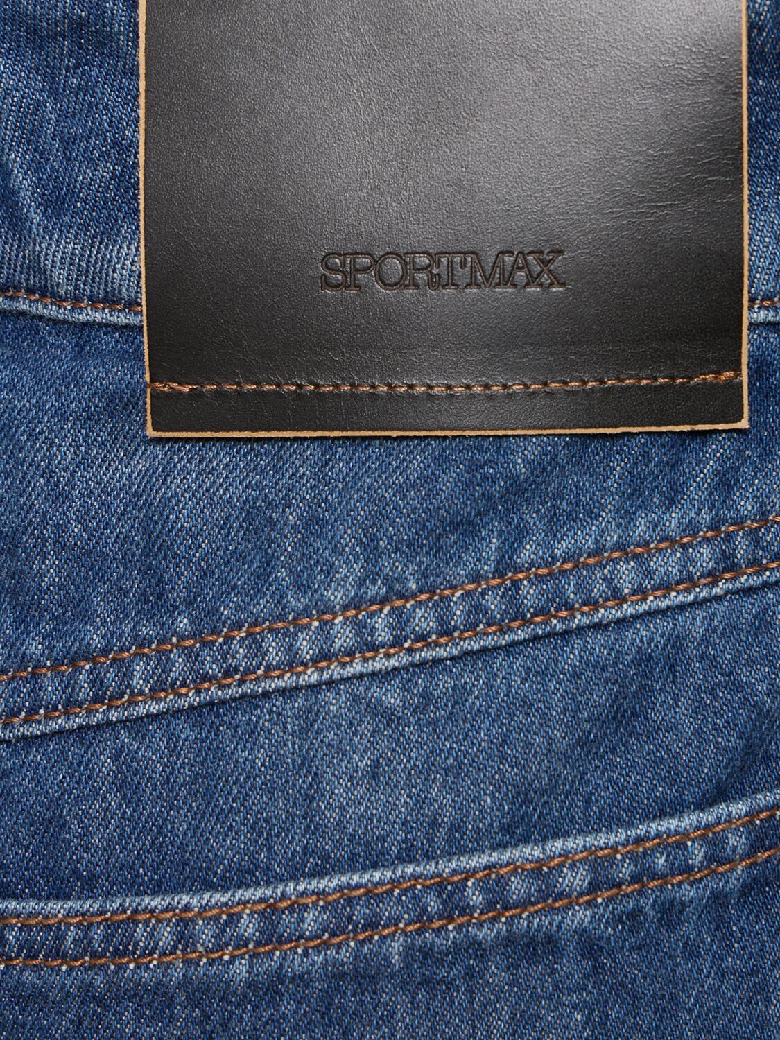 Shop Sportmax Robinia Denim Mid Waist Flared Jeans In Mid Blue