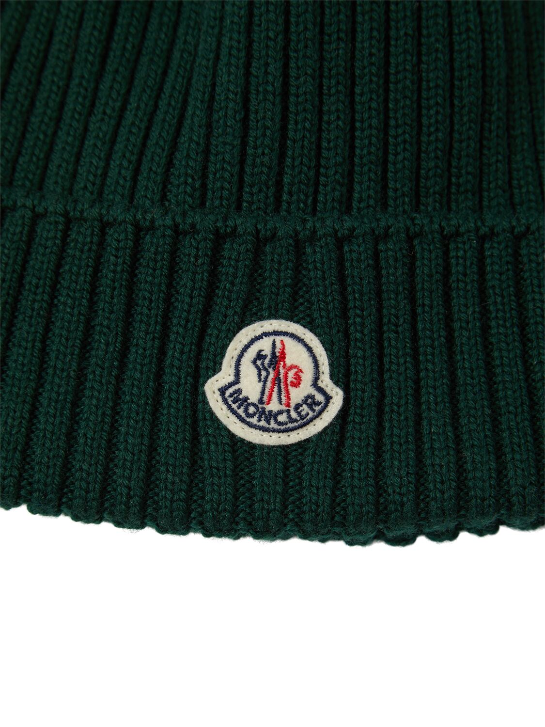 Shop Moncler Extrafine Wool Beanie In Emerald