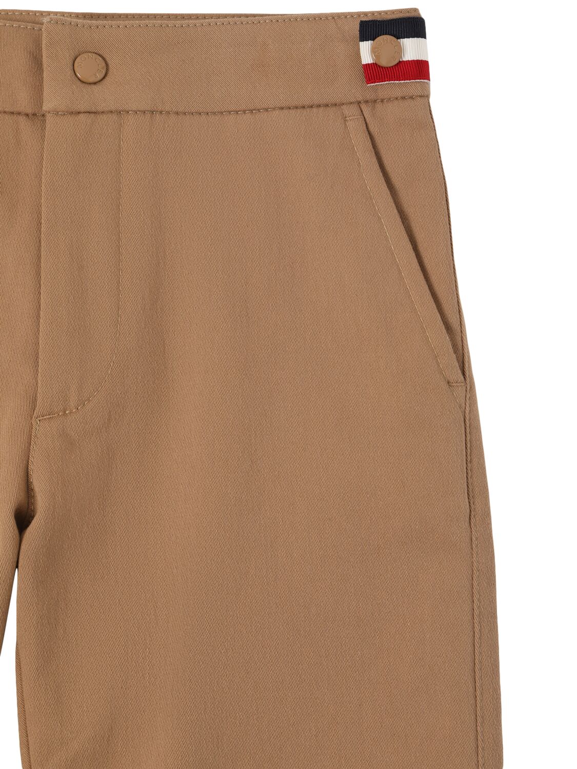 Shop Moncler Stretch Cotton Twill Pants In Beige