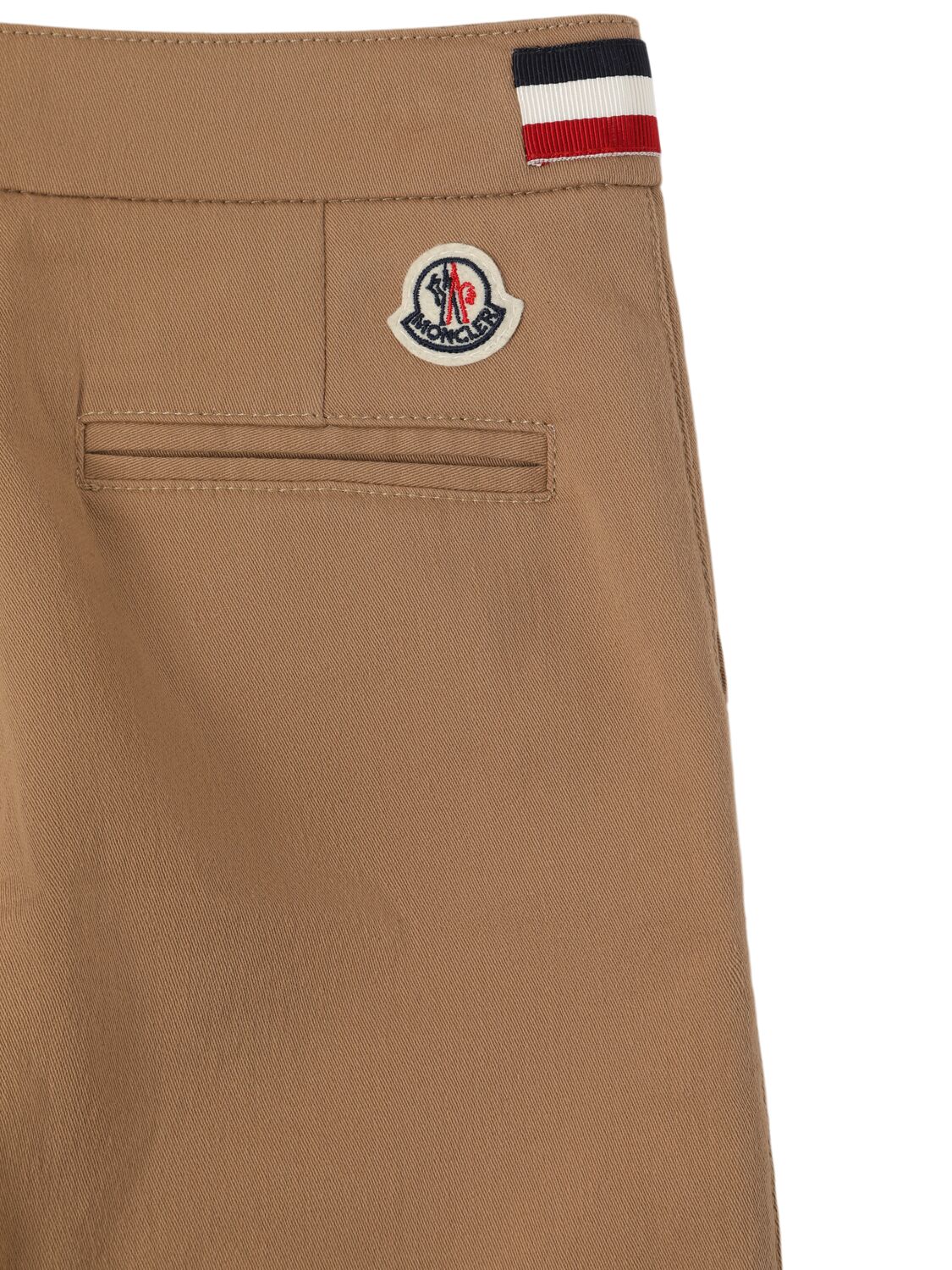 Shop Moncler Stretch Cotton Twill Pants In Beige