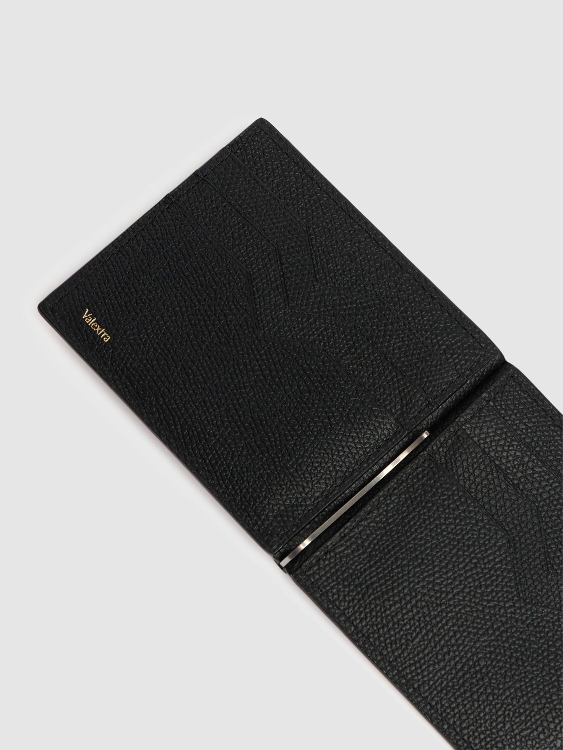 Shop Valextra Leather Money Clip Wallet In Black