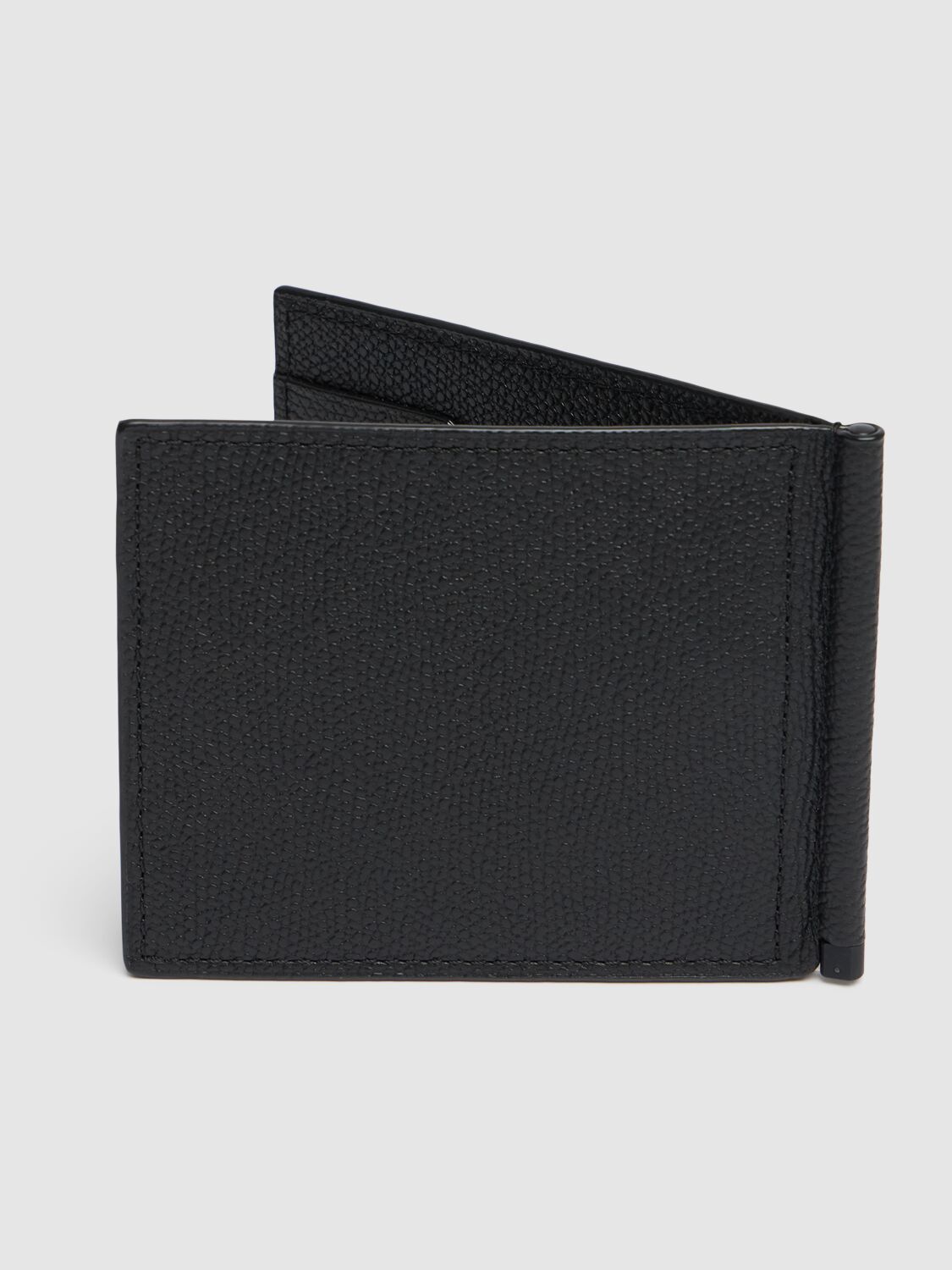 Shop Valextra Leather Money Clip Wallet In Black